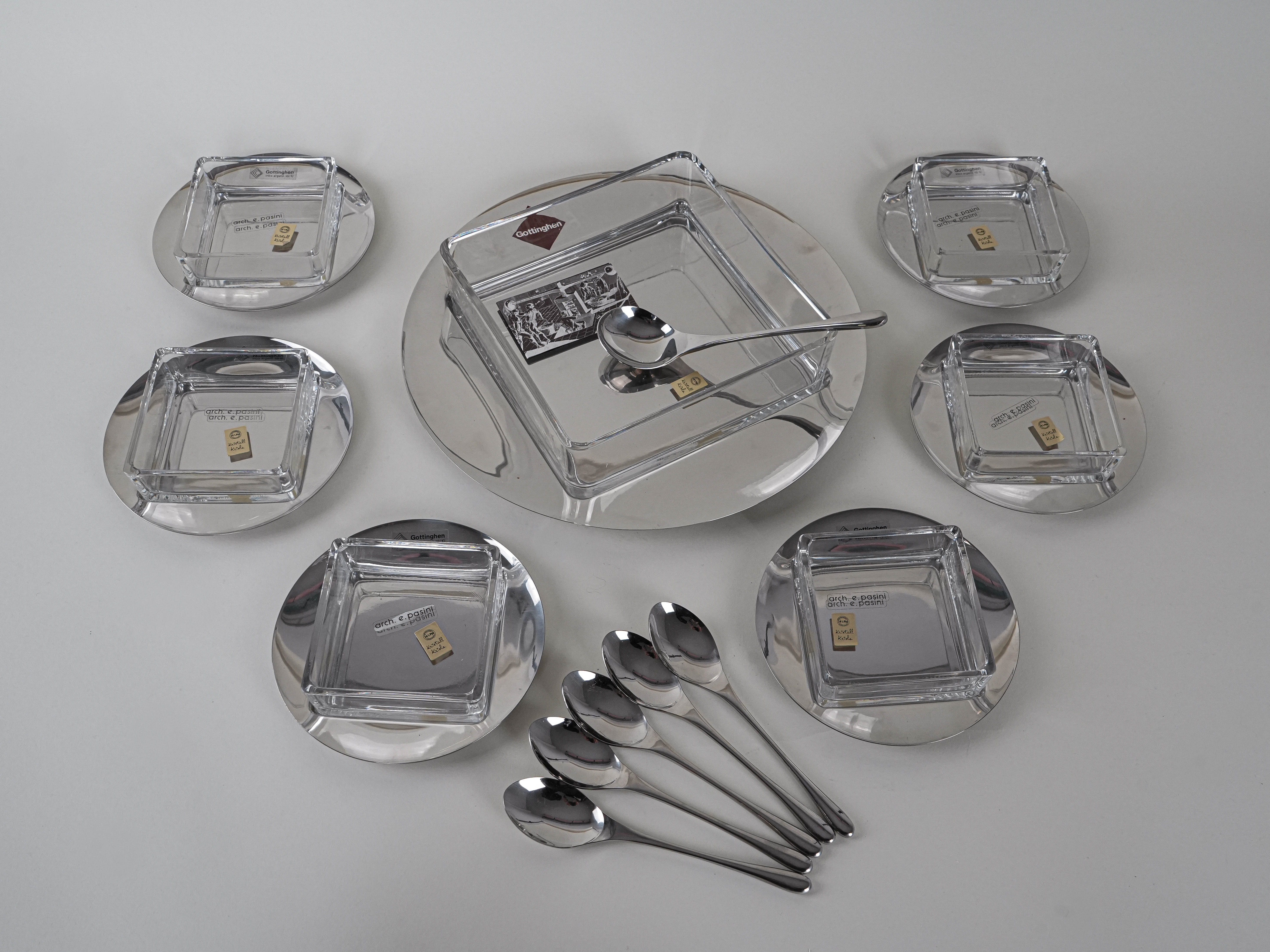 Dessert-Set Edelstahl Silber 1970er Jahre