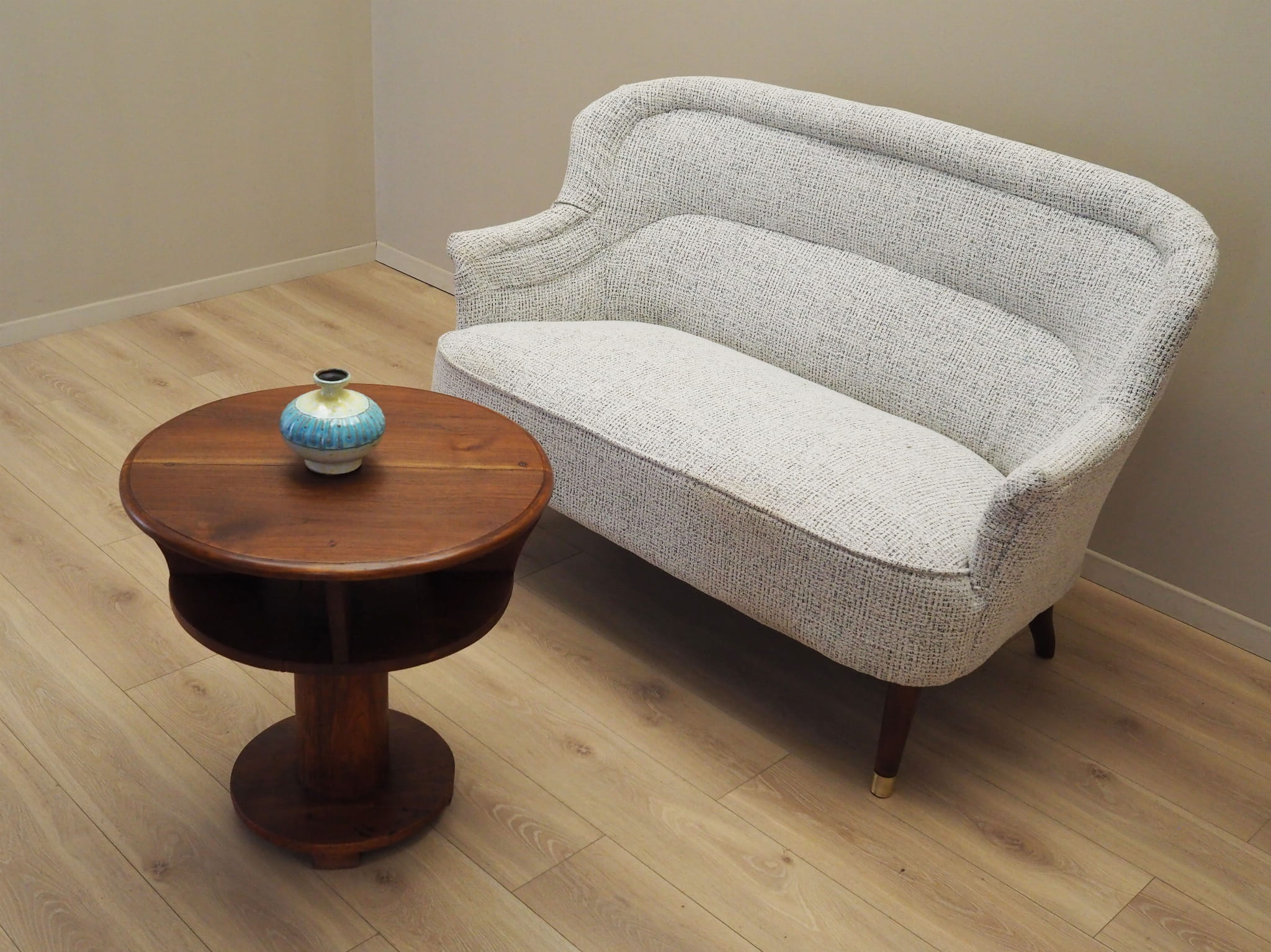 2-Sitzer Sofa Mischgewebe Weiß 1960er Jahre