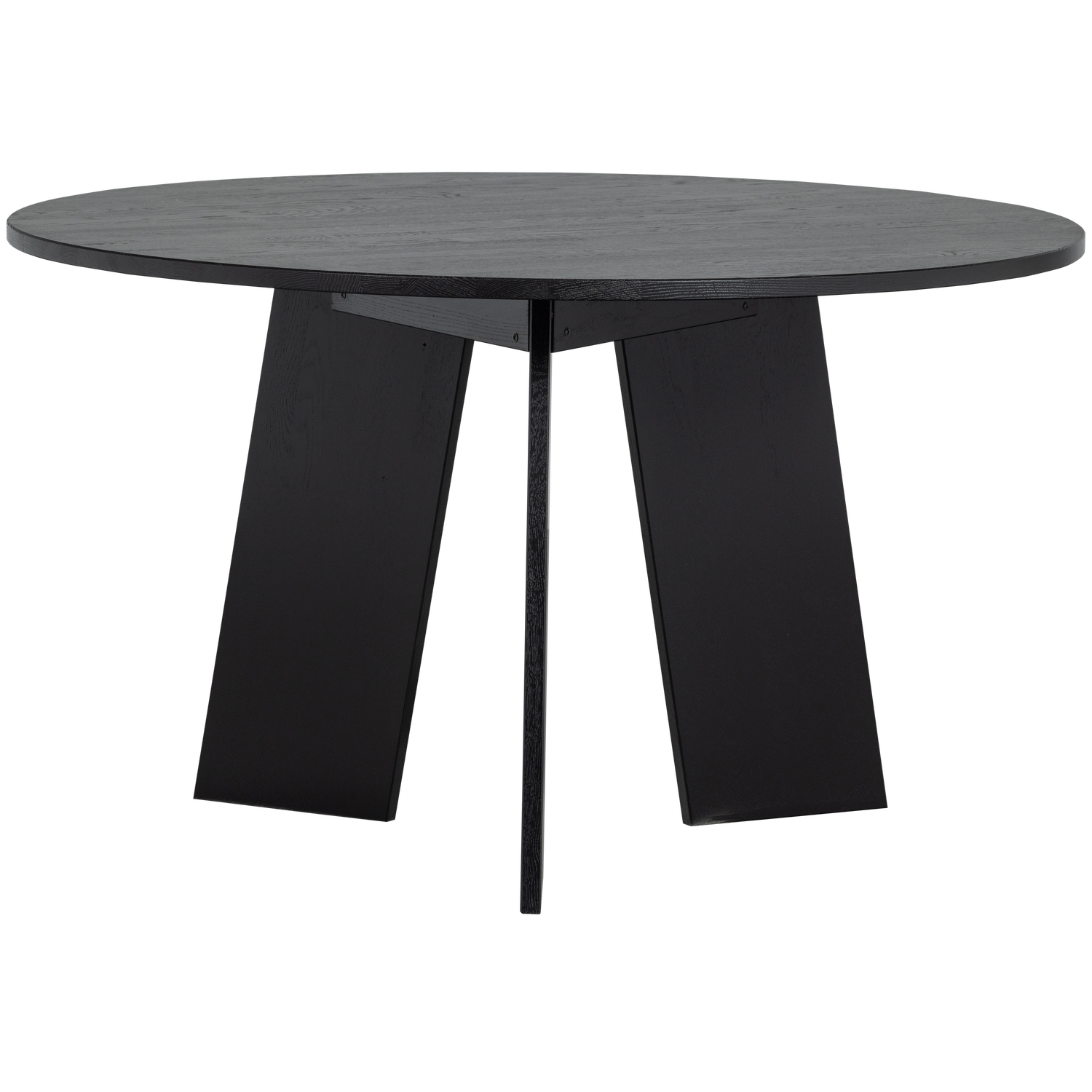 Fries Dining Table Oak Wood Black Ø 129cm