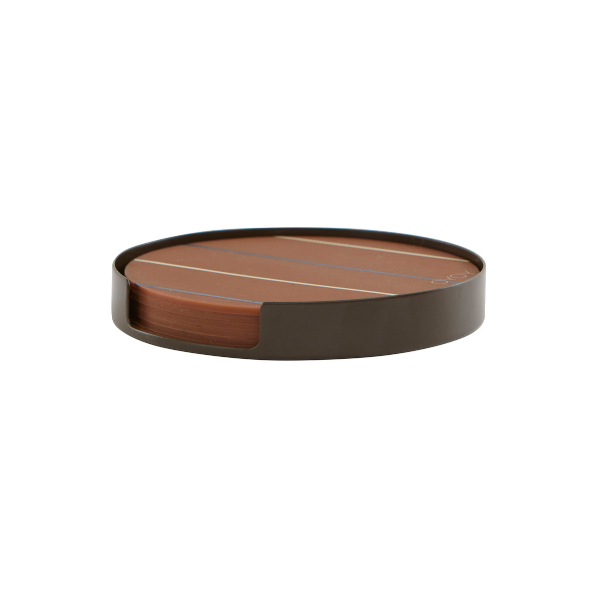 Oka Coaster Stainless Steel Silicone Brown