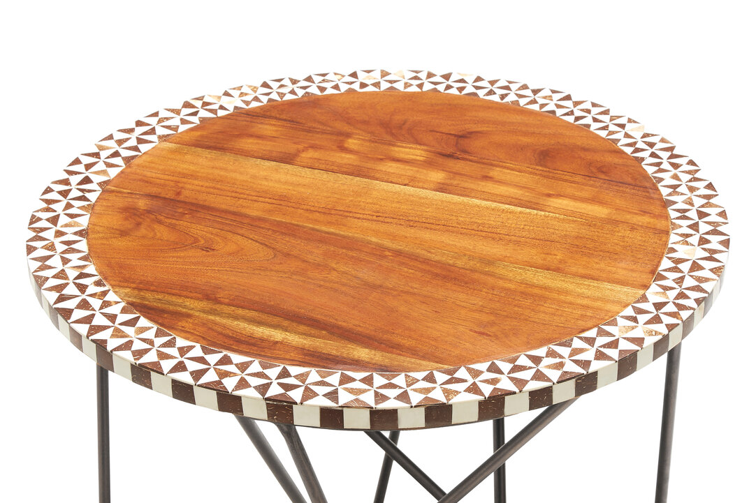 Artisan Round Side Table Acacia Wood Natural