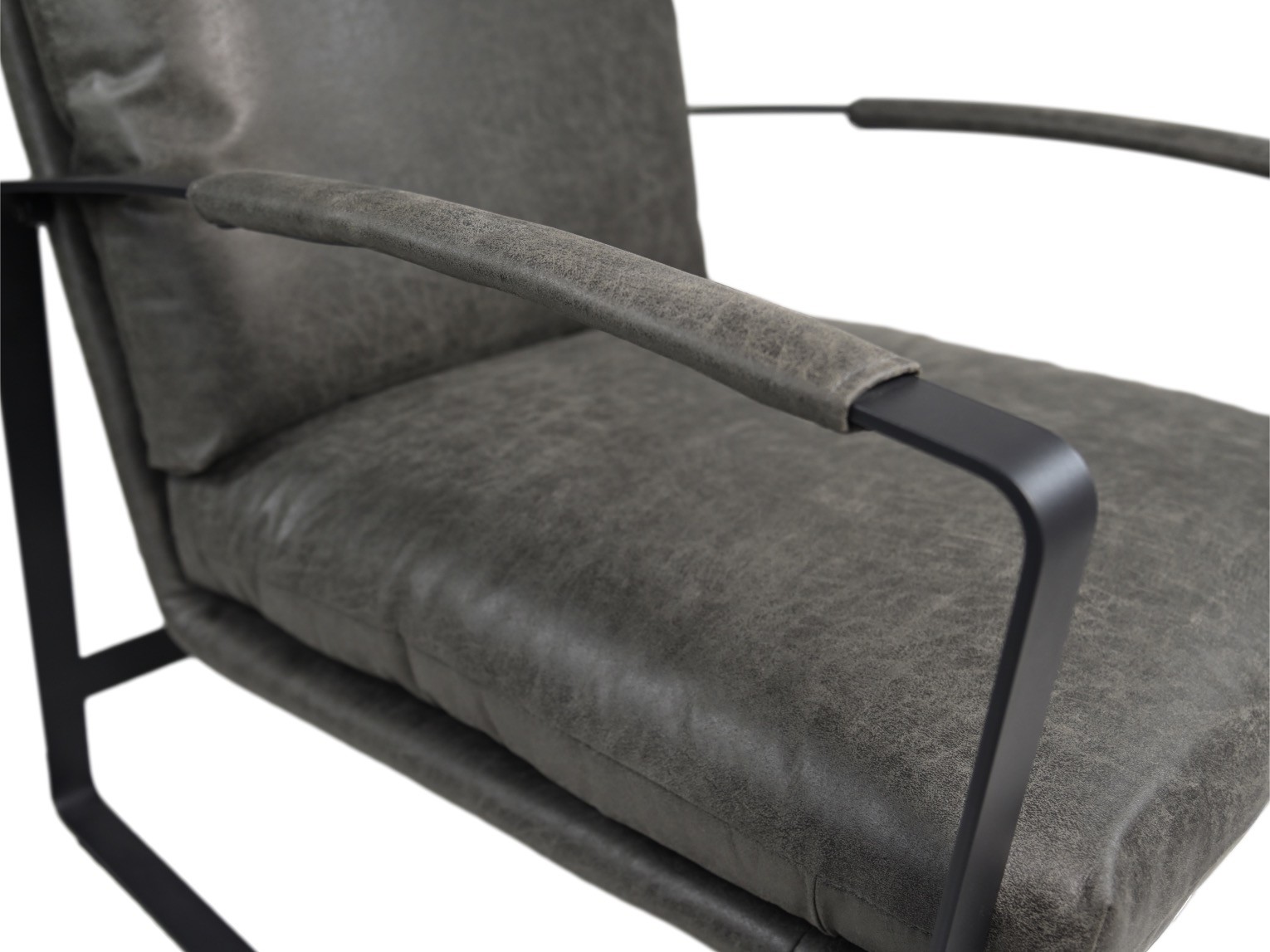 Miami Sessel Leder Metall Schwarz