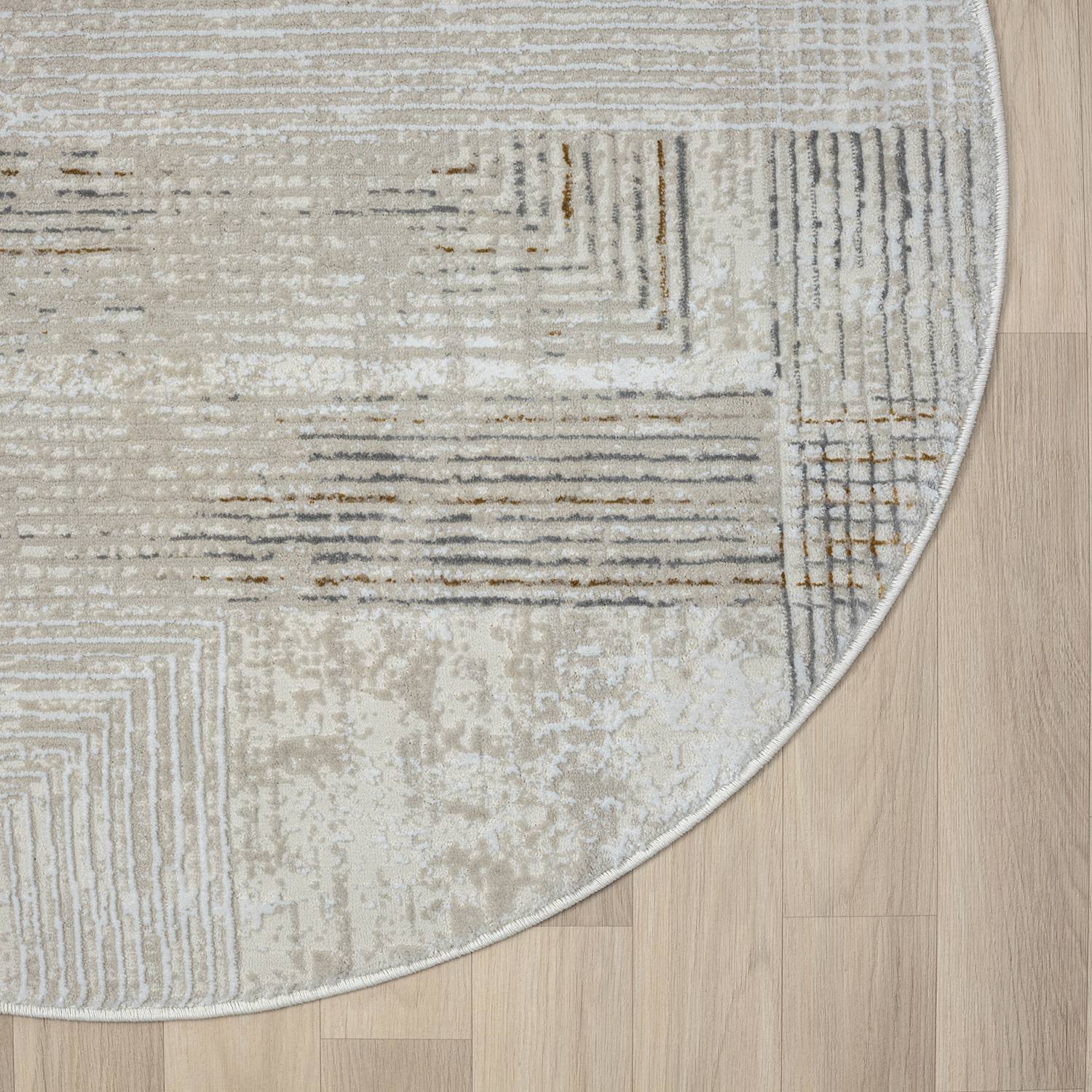 My Way Kurzflorteppich Baumwolle Beige Ø 120cm