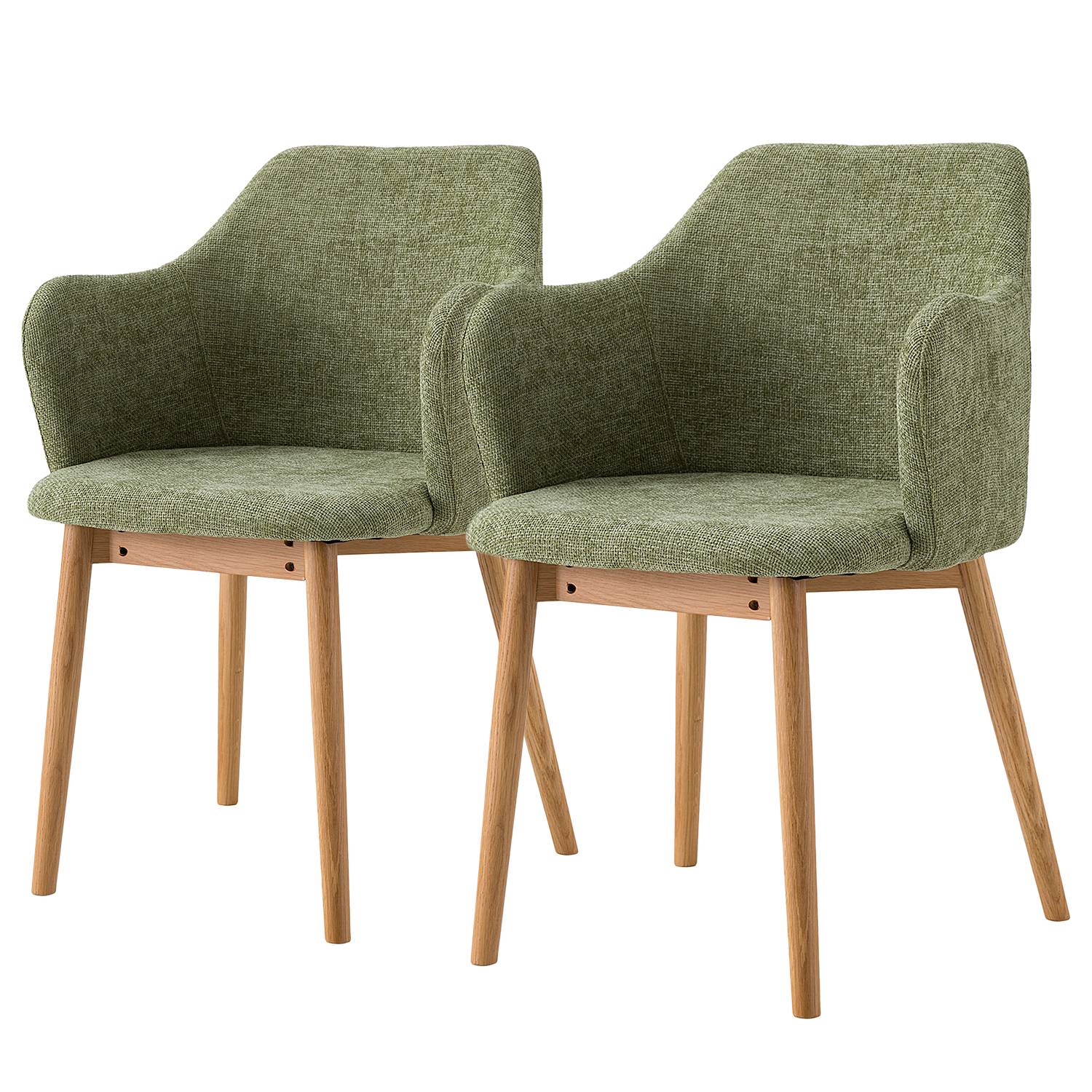 2x Armlehnenstuhl SKAUO Strukturstoff Cella Olivgrün