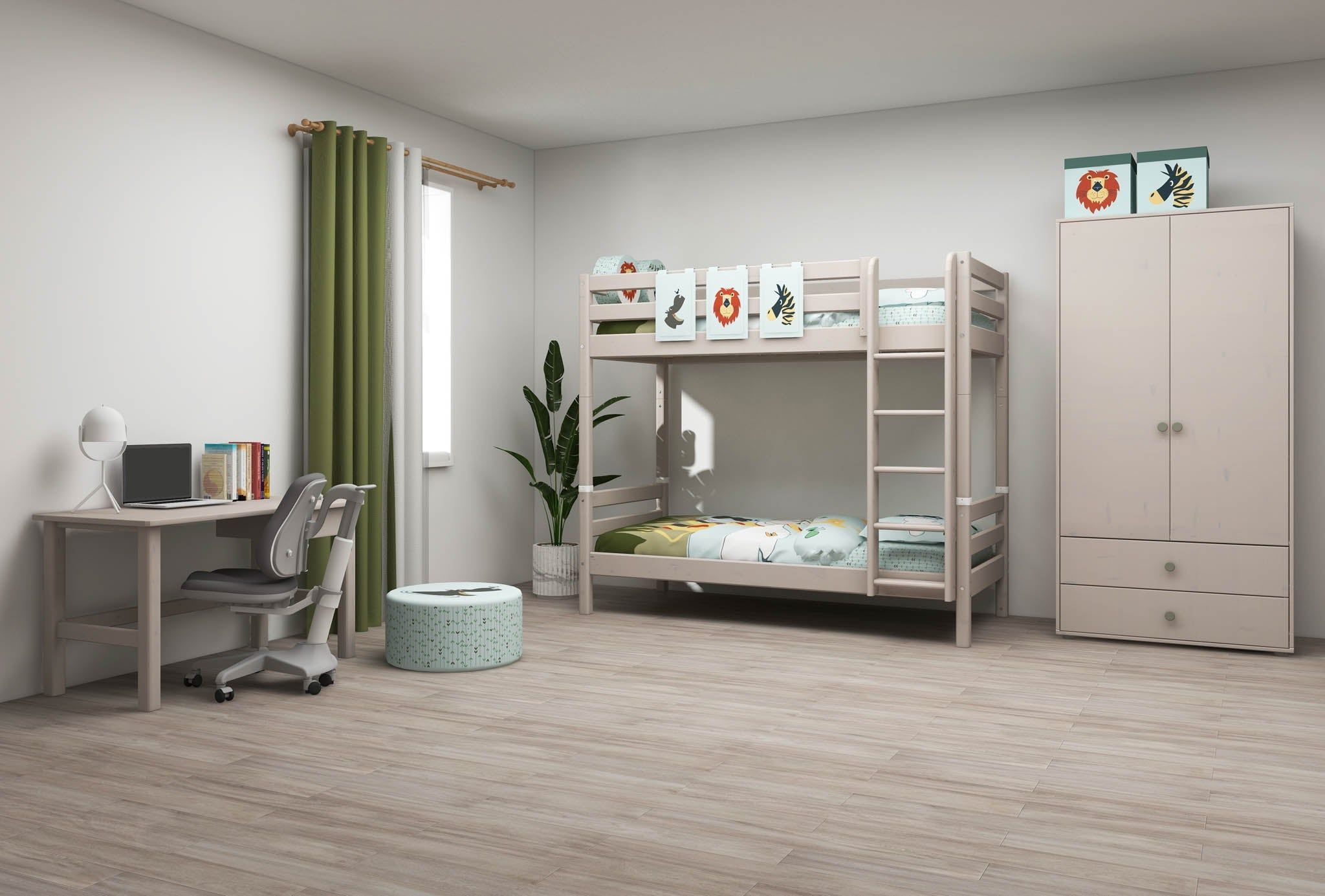 Etagenbett Leiter Holz Grau
