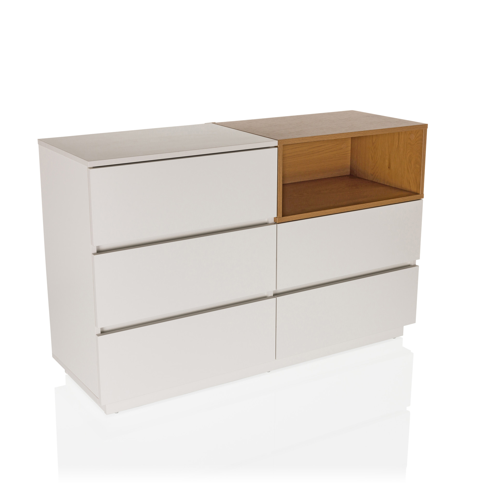 Melmo S Sideboard mit 5 Schubladen Eiche Weiß