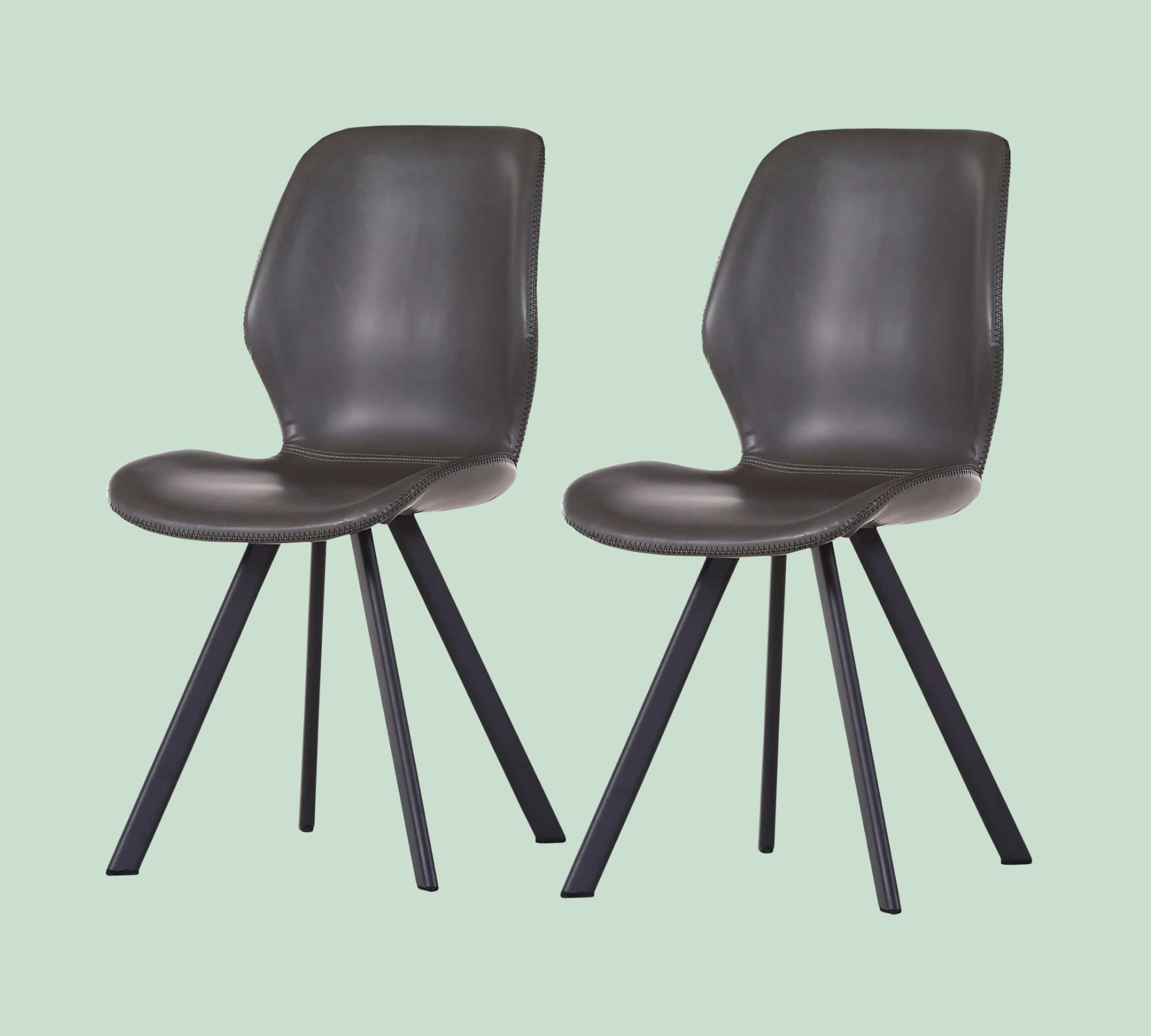 2x Esszimmerstuhl Kunstleder Grau 