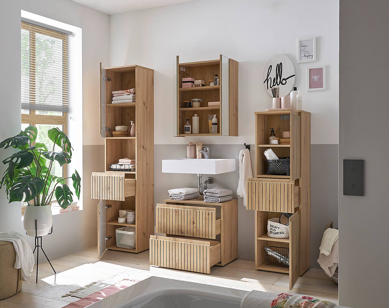 Rookerie washbasin vanity unit oak look