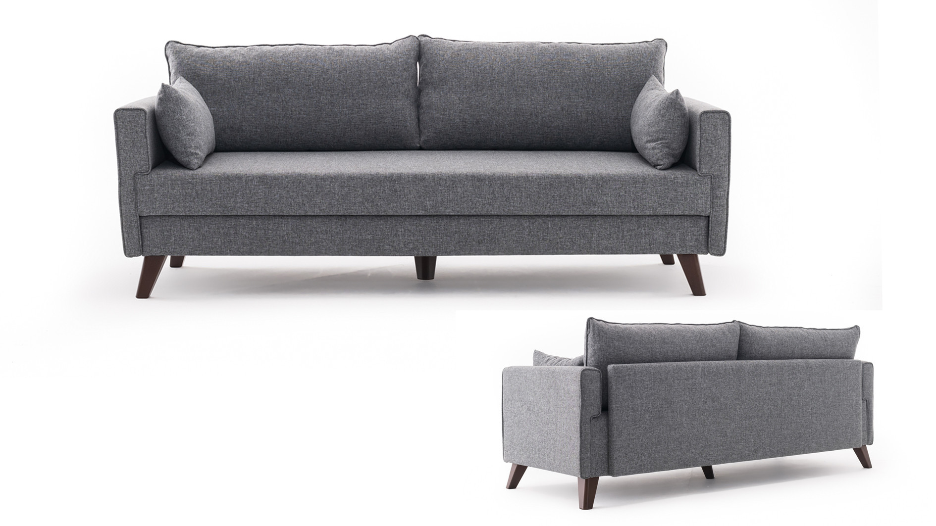 Schlafsofa 3-Sitzer Textil Grau