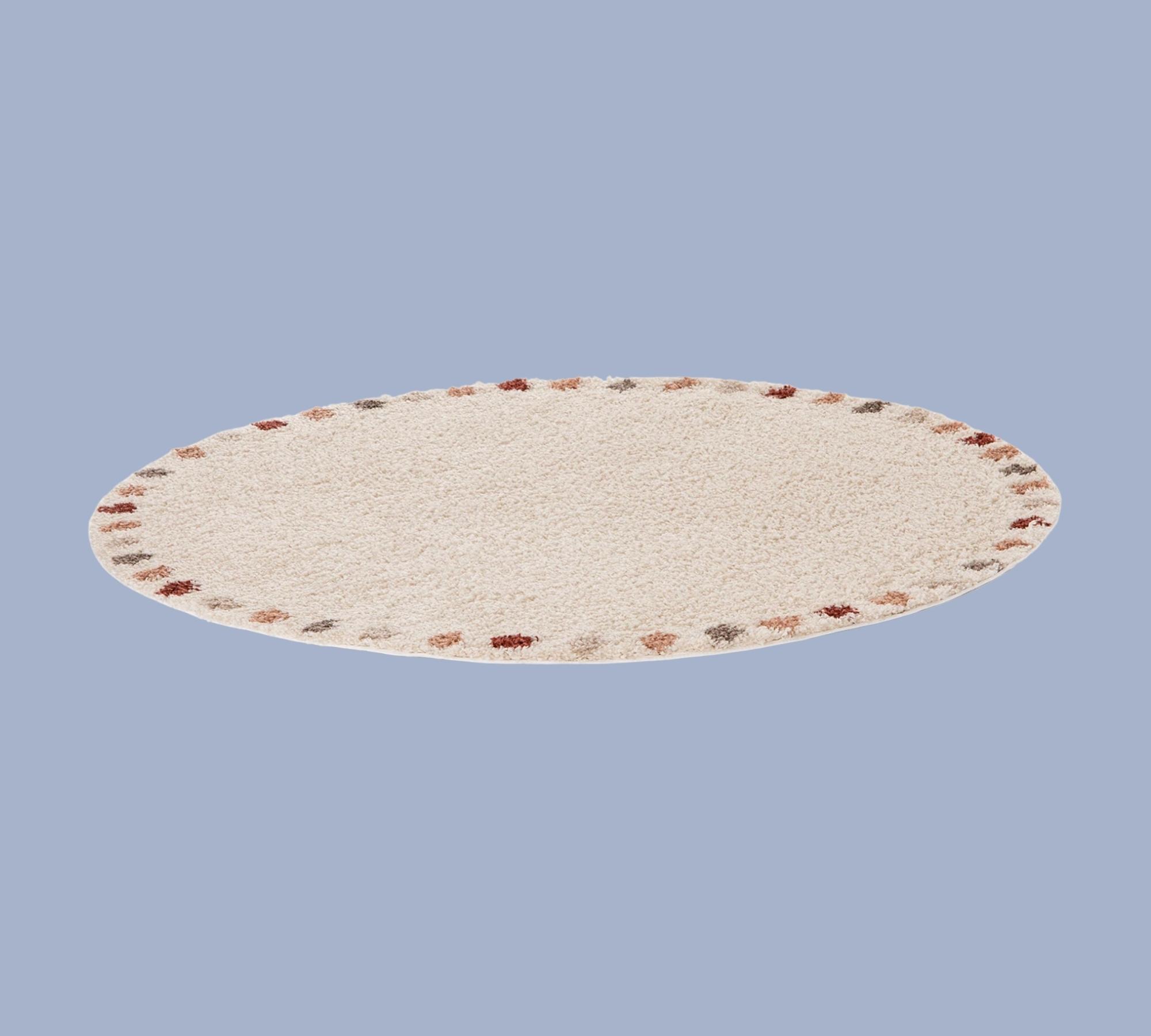 Runder Hochflorteppich Beige