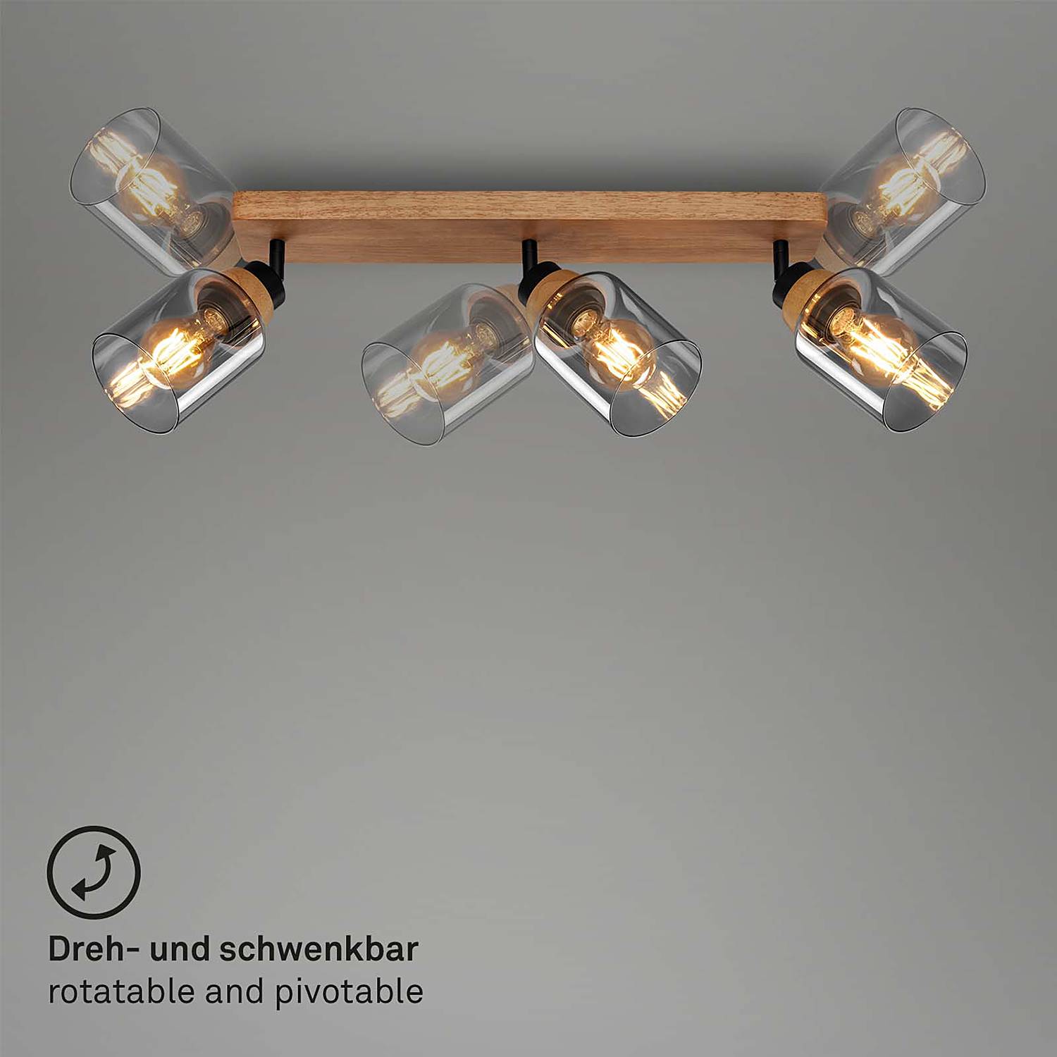 Meidelo Wandleuchte Rauchglas Schwarz