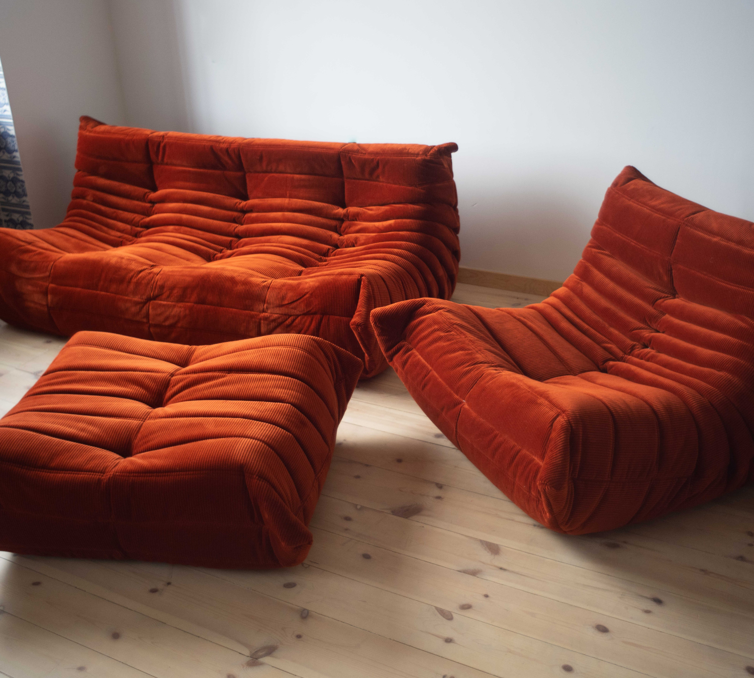 Set Lounge Togo 3 pezzi Velluto a coste Arancione