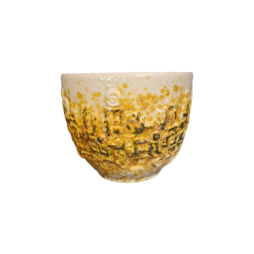Vintage Blumentopf Keramik Gelb