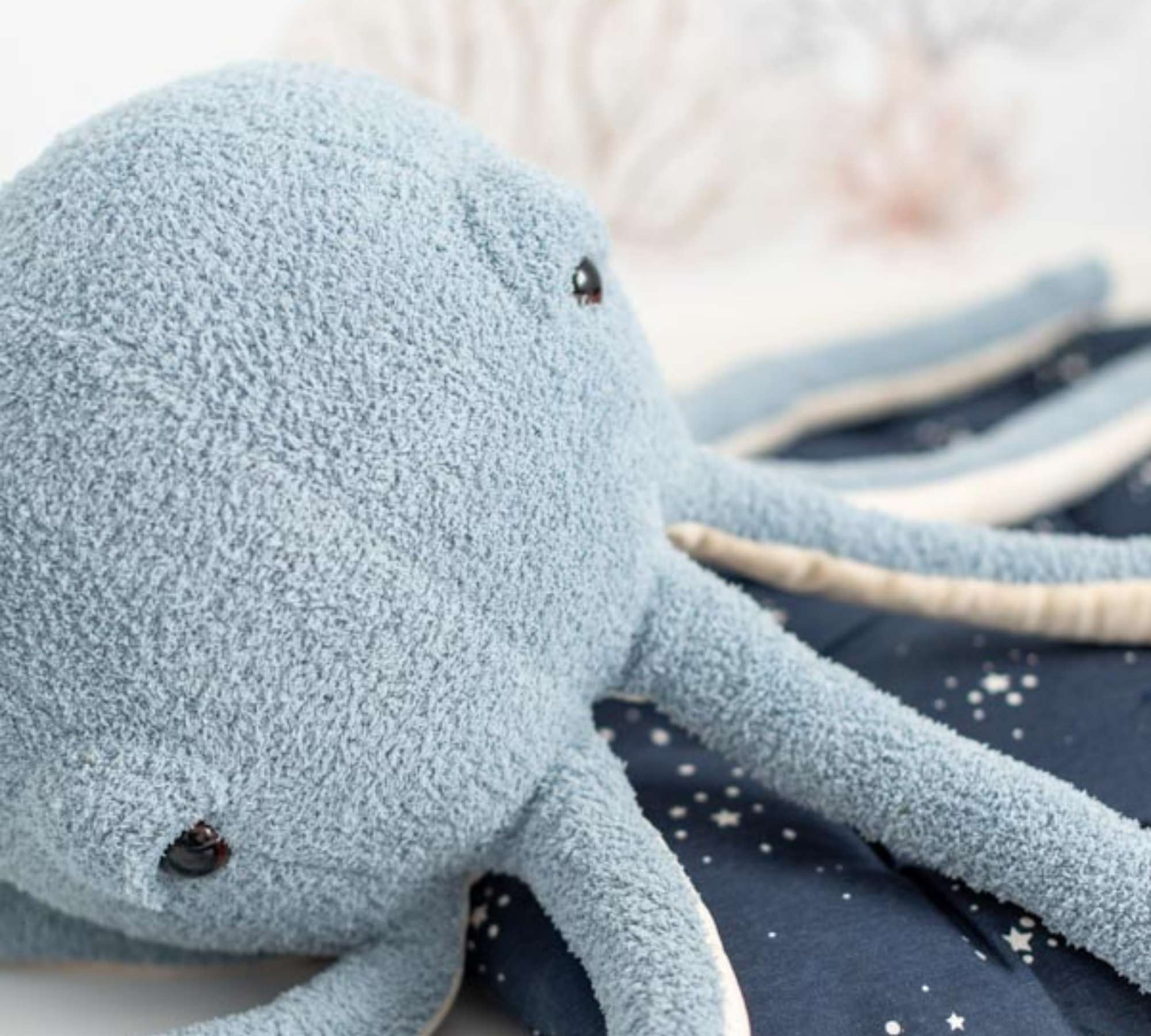 Oktopus Maxi Plüschtier Baumwolle Blau