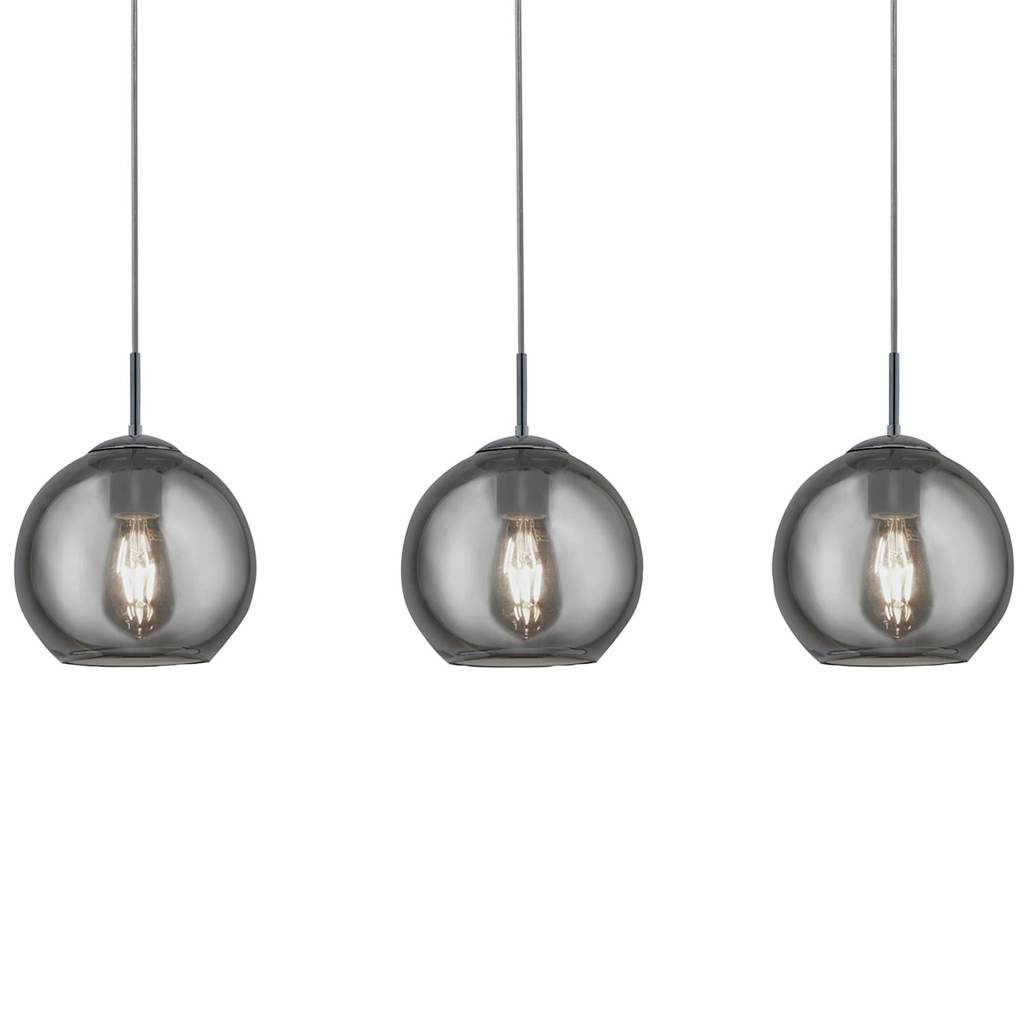 Balls Pendant Light Clear Glass Steel Black 3-light