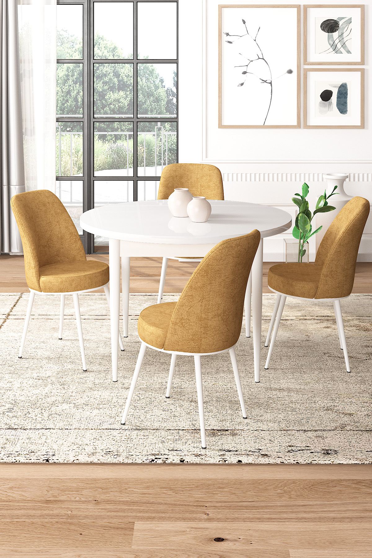 Tor Dining Room Set White and Cappuccino