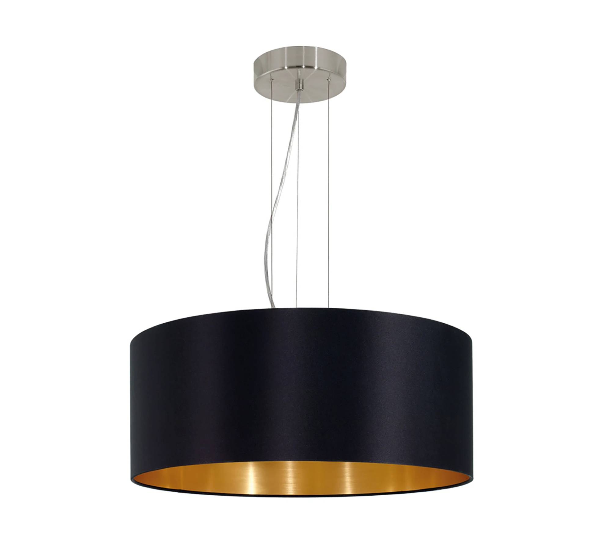 Pendelleuchte Webstoff Schwarz Gold