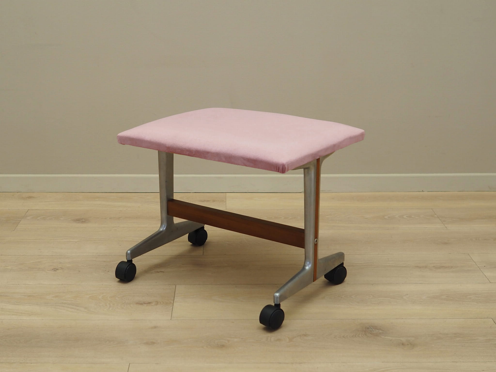 Vintage footstool Textile Wood Pink 1960s