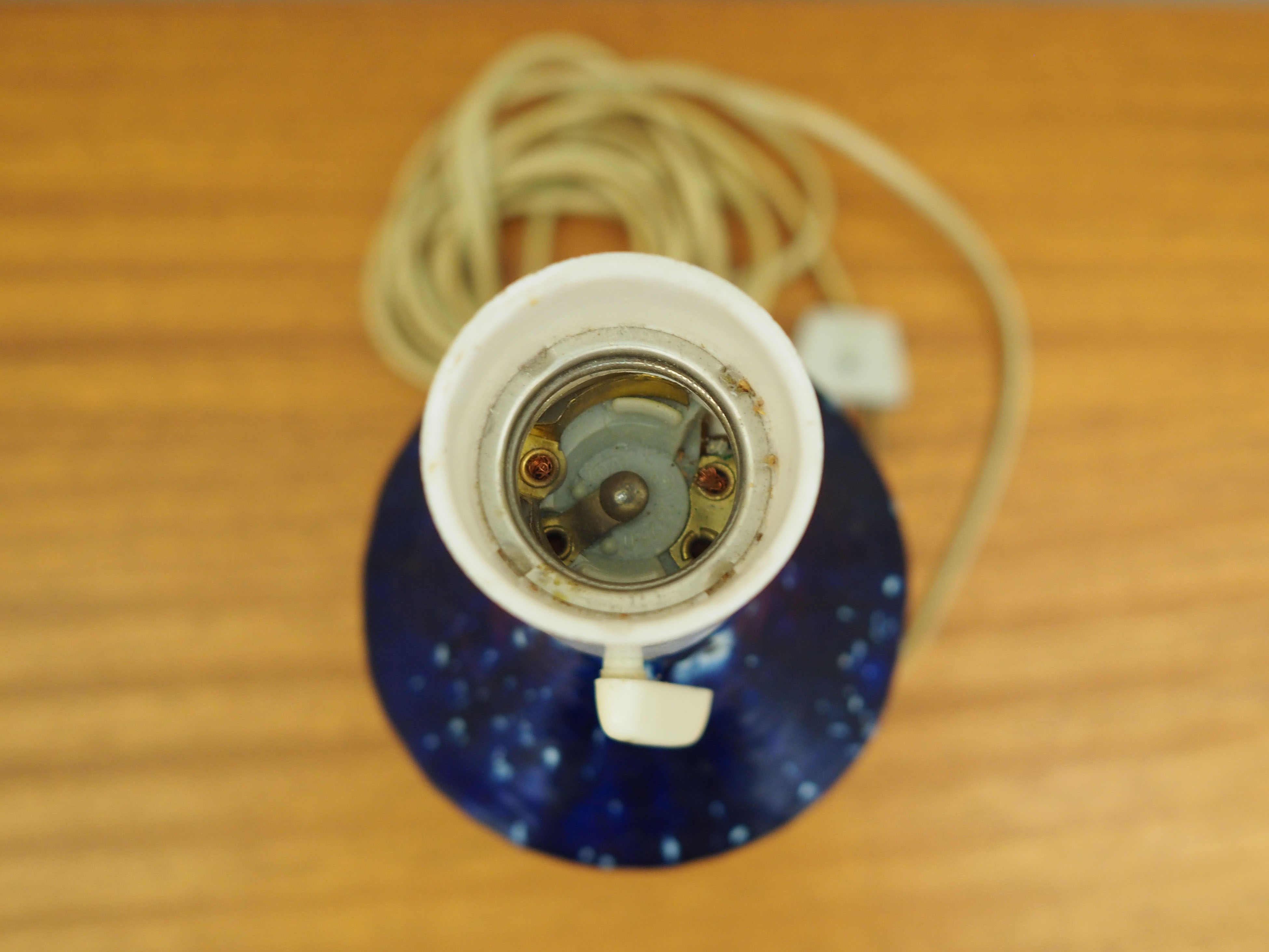 Tischlampe Keramik Blau 1960er Jahre