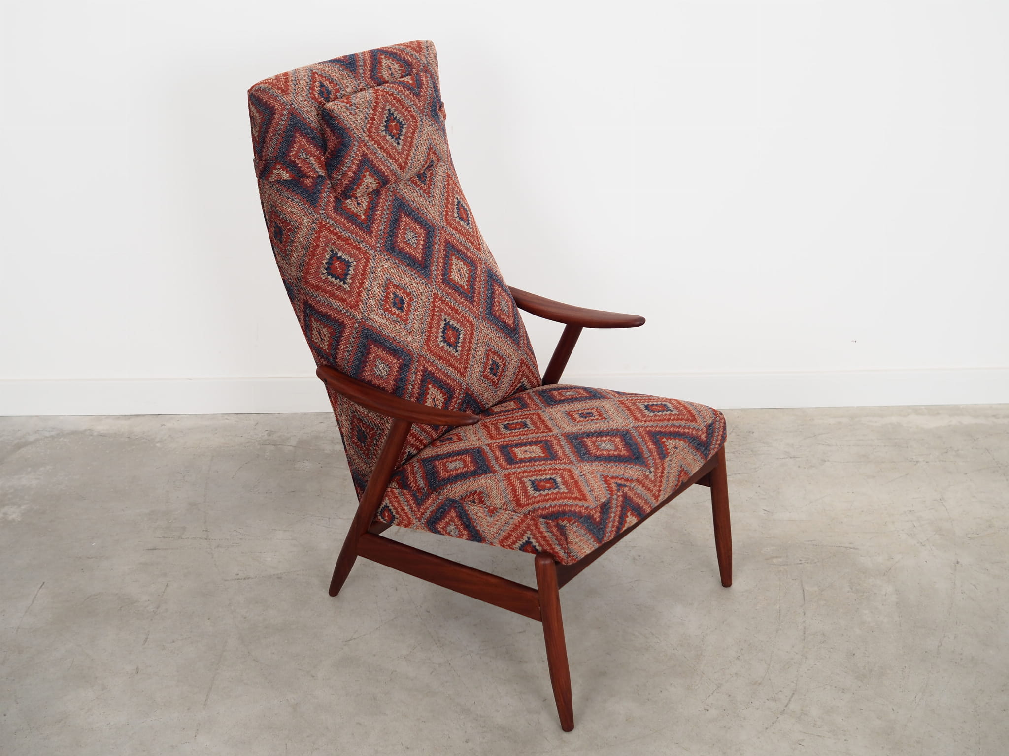 Vintage chair Teak wood Textile Multicolor 1970s 