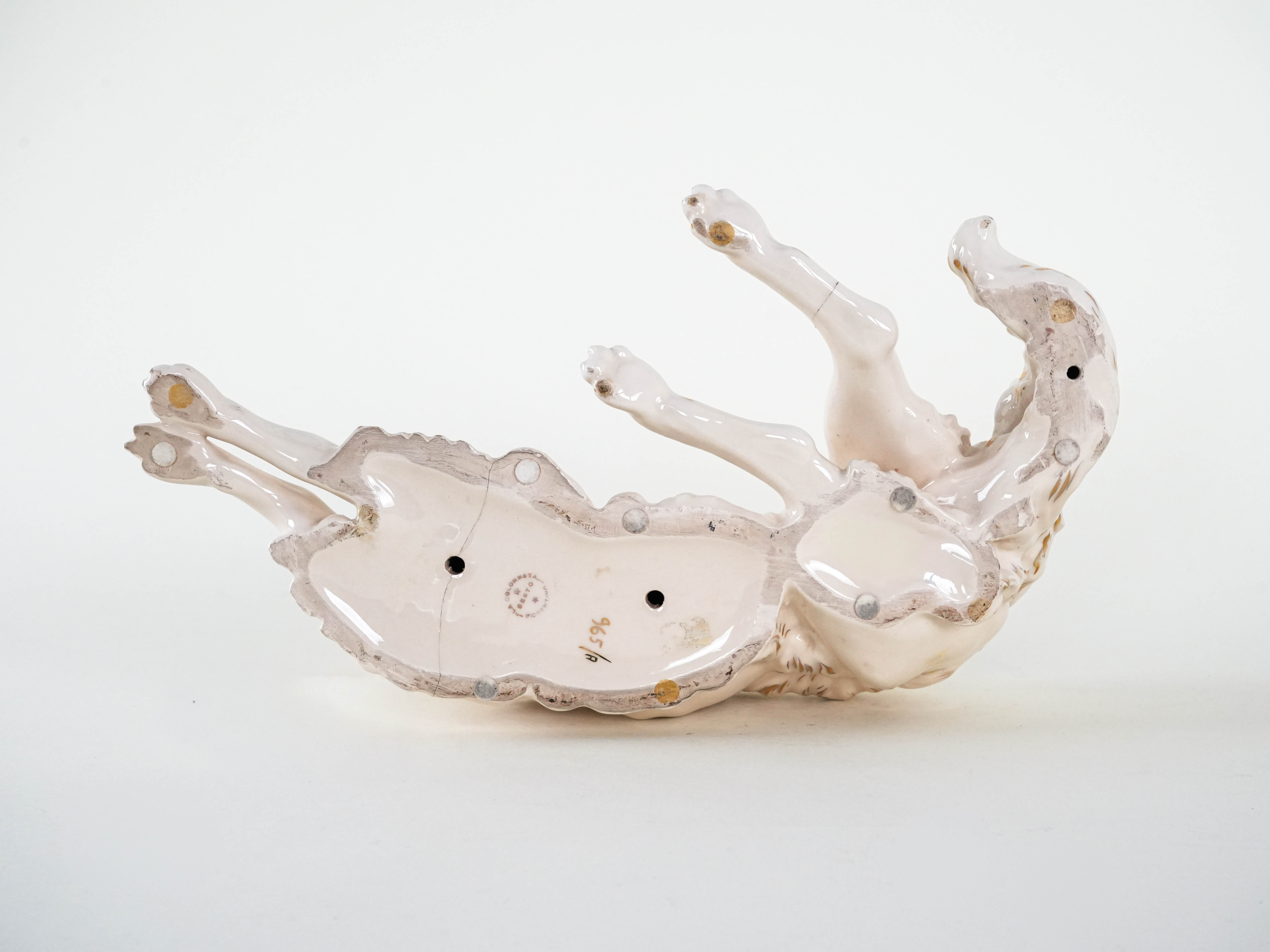 Porzellanfigur Barsoi Creme 1960er Jahre