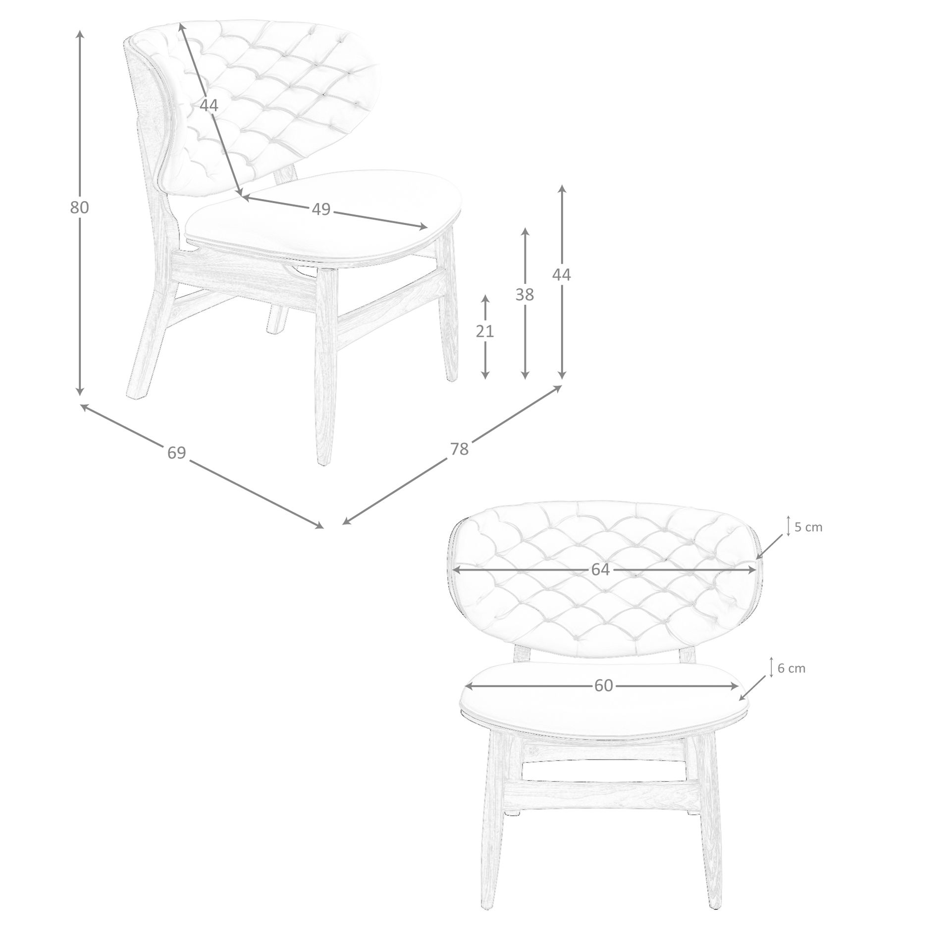 Sessel aus Kunstleder in Sand und Walnuss 5141