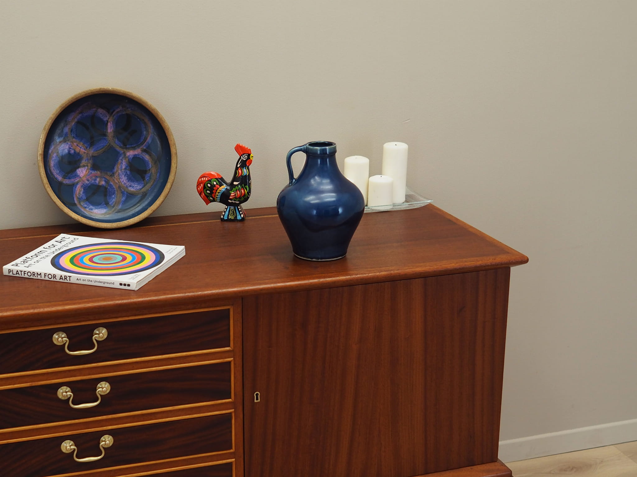 Brocca vintage in ceramica blu anni '70