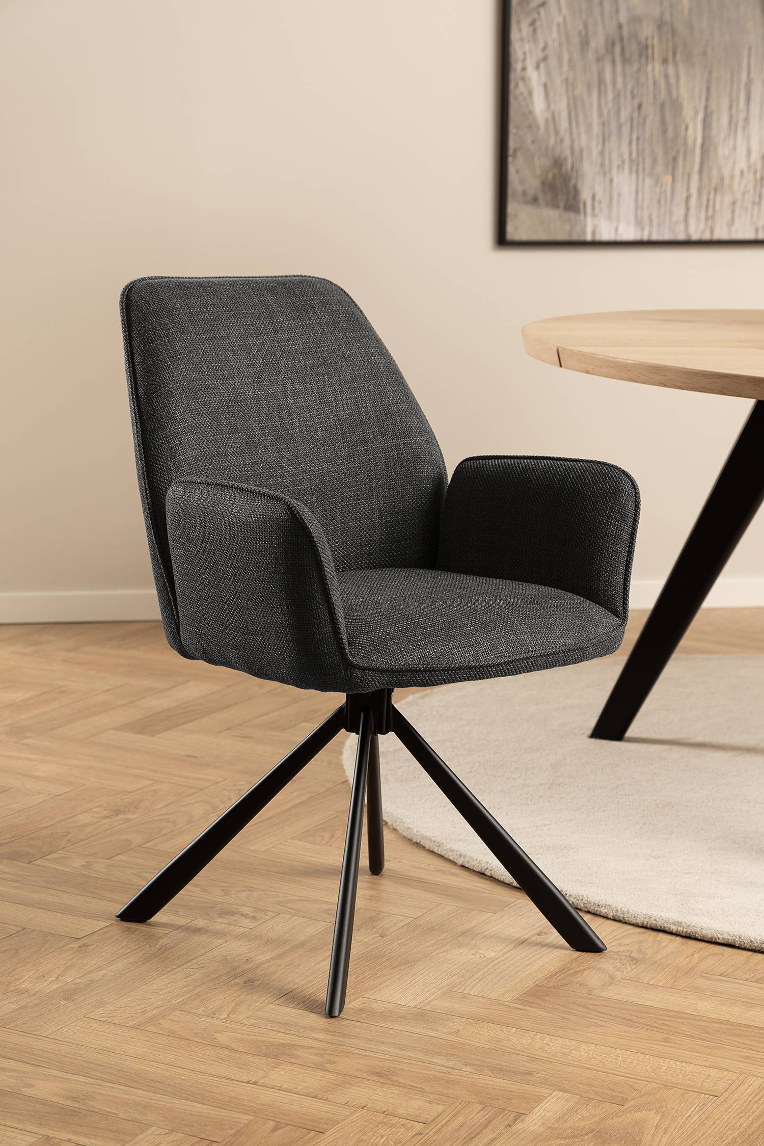 2x Drehbarer Armlehnenstuhl SUNDET Strukturstoff Badia