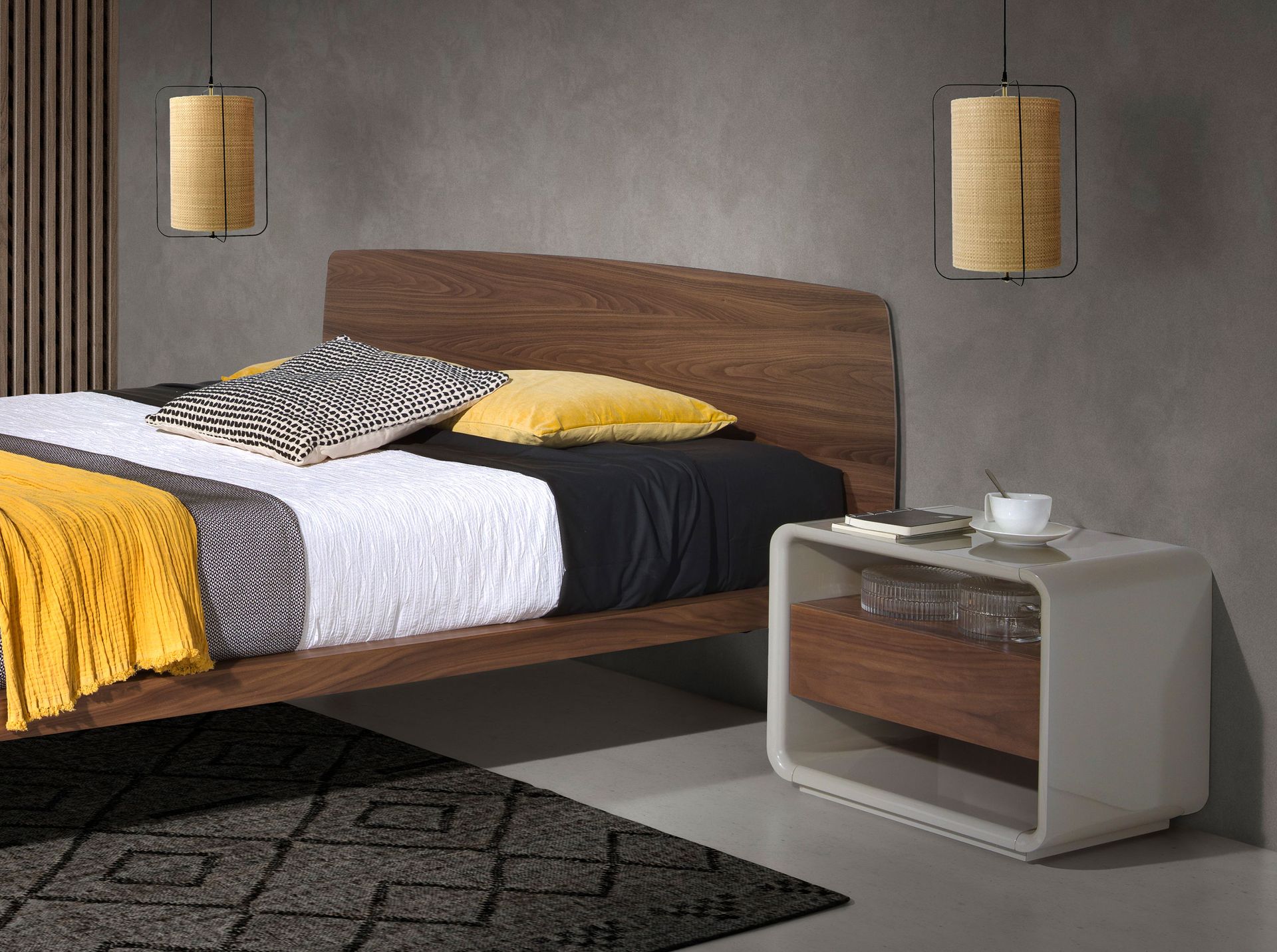 Nachttisch Holzfurnier Grau