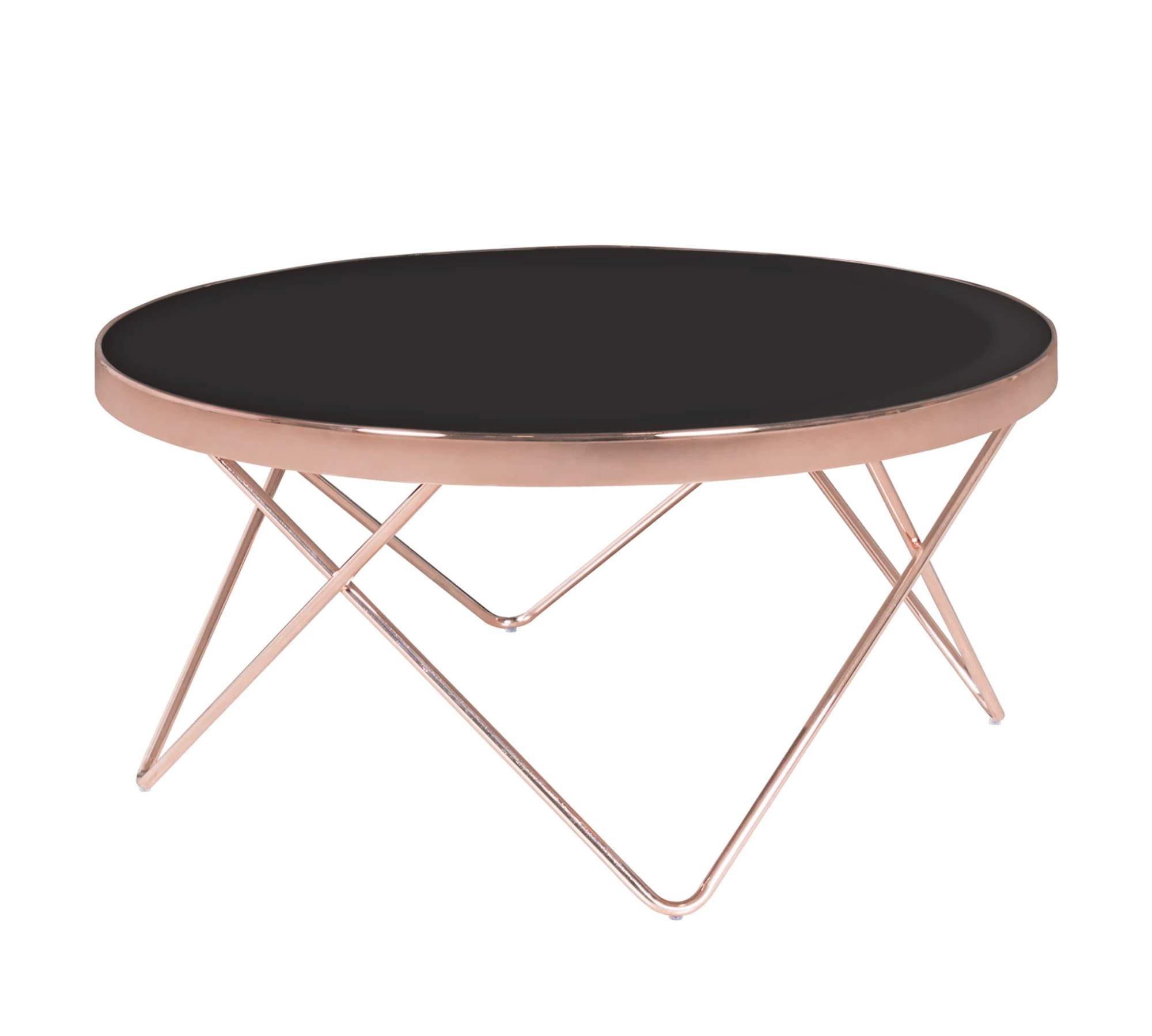 Runder Couchtisch Metall Glas Schwarz Kupfer