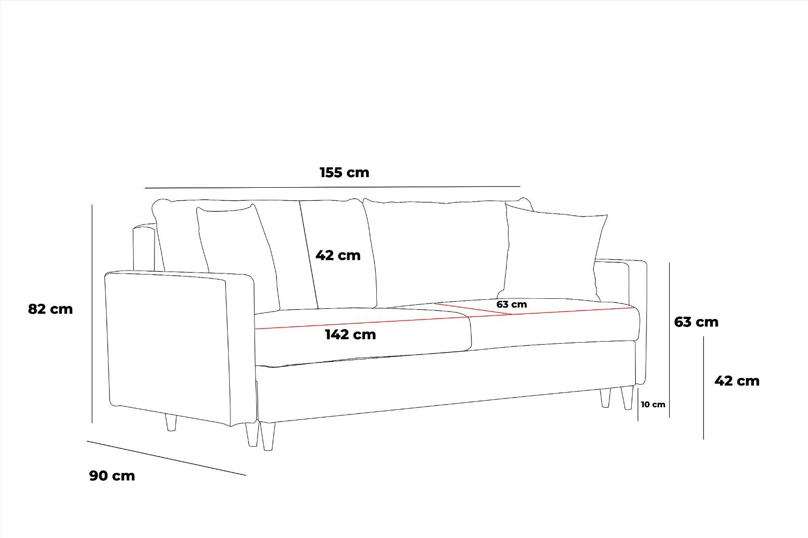 Sofa 2-Sitzer Anthrazit