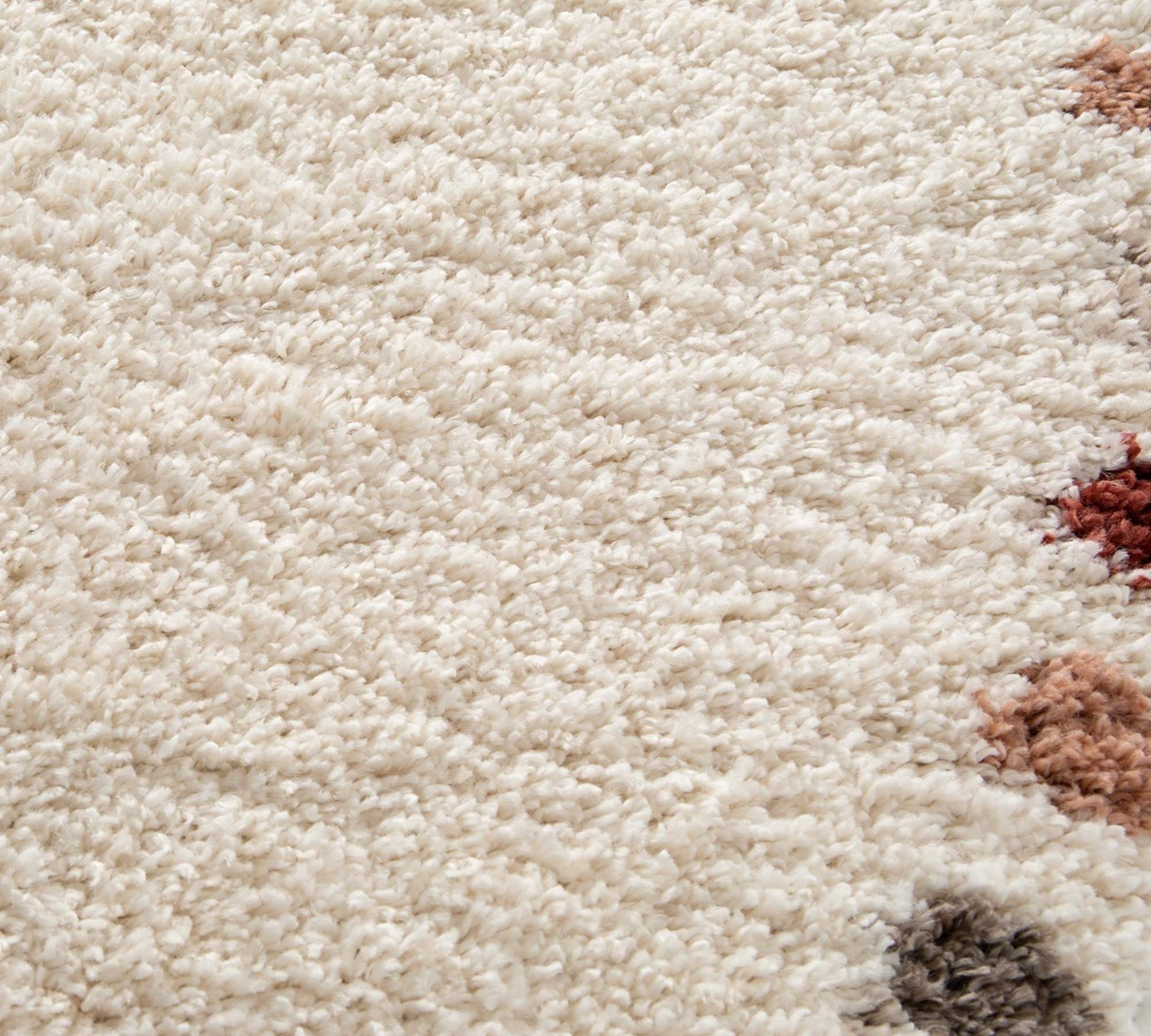 Runder Hochflorteppich Beige