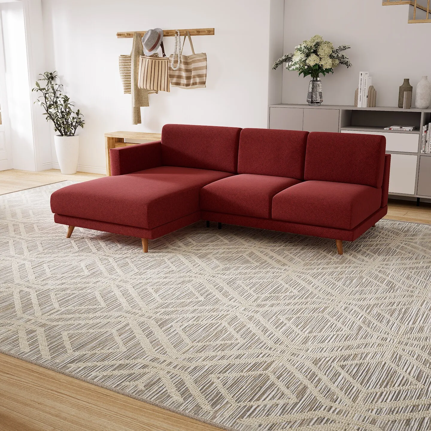 Tyme Ecksofa Melierte Wolle Blutorange