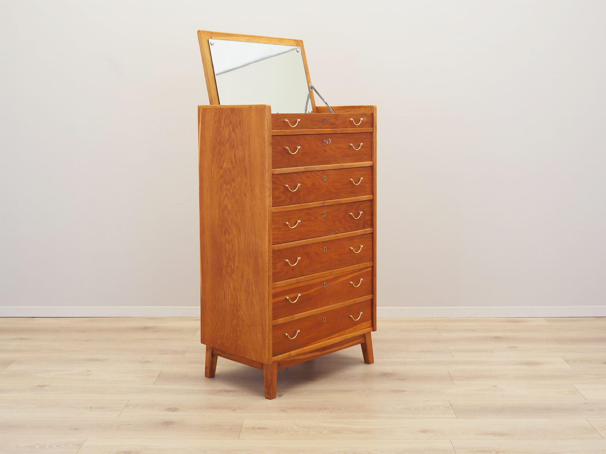 Vintage Kommode mit Spiegel Holz Braun 1960er Jahre