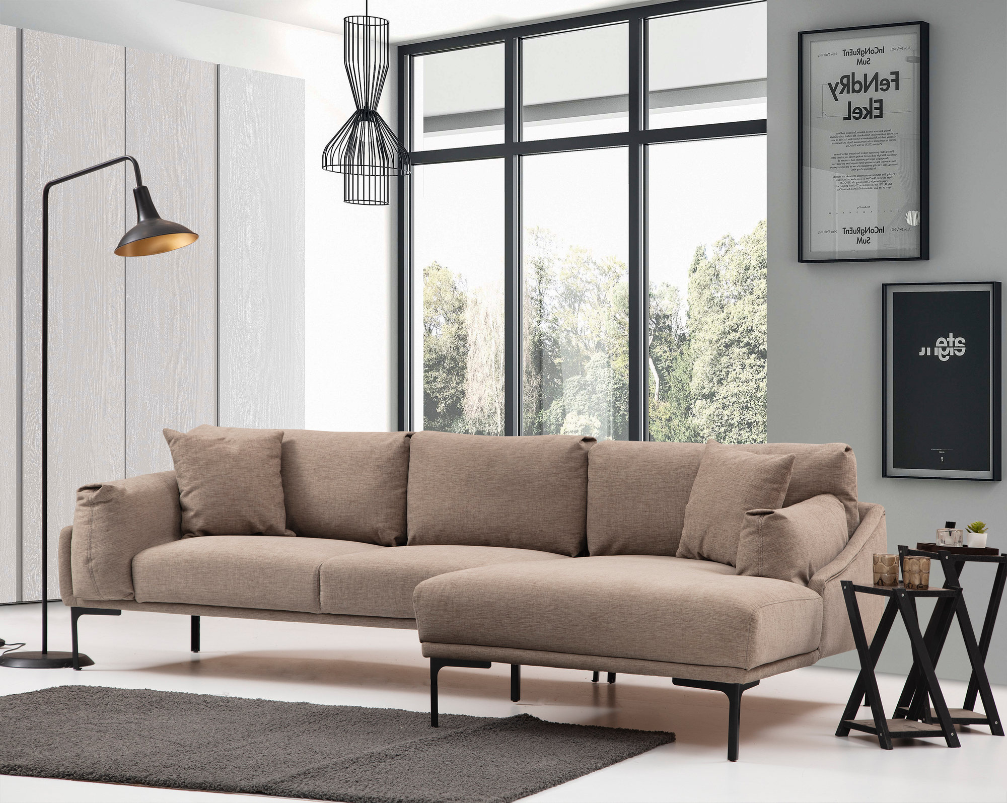 Leo Right Corner Sofa Light Brown