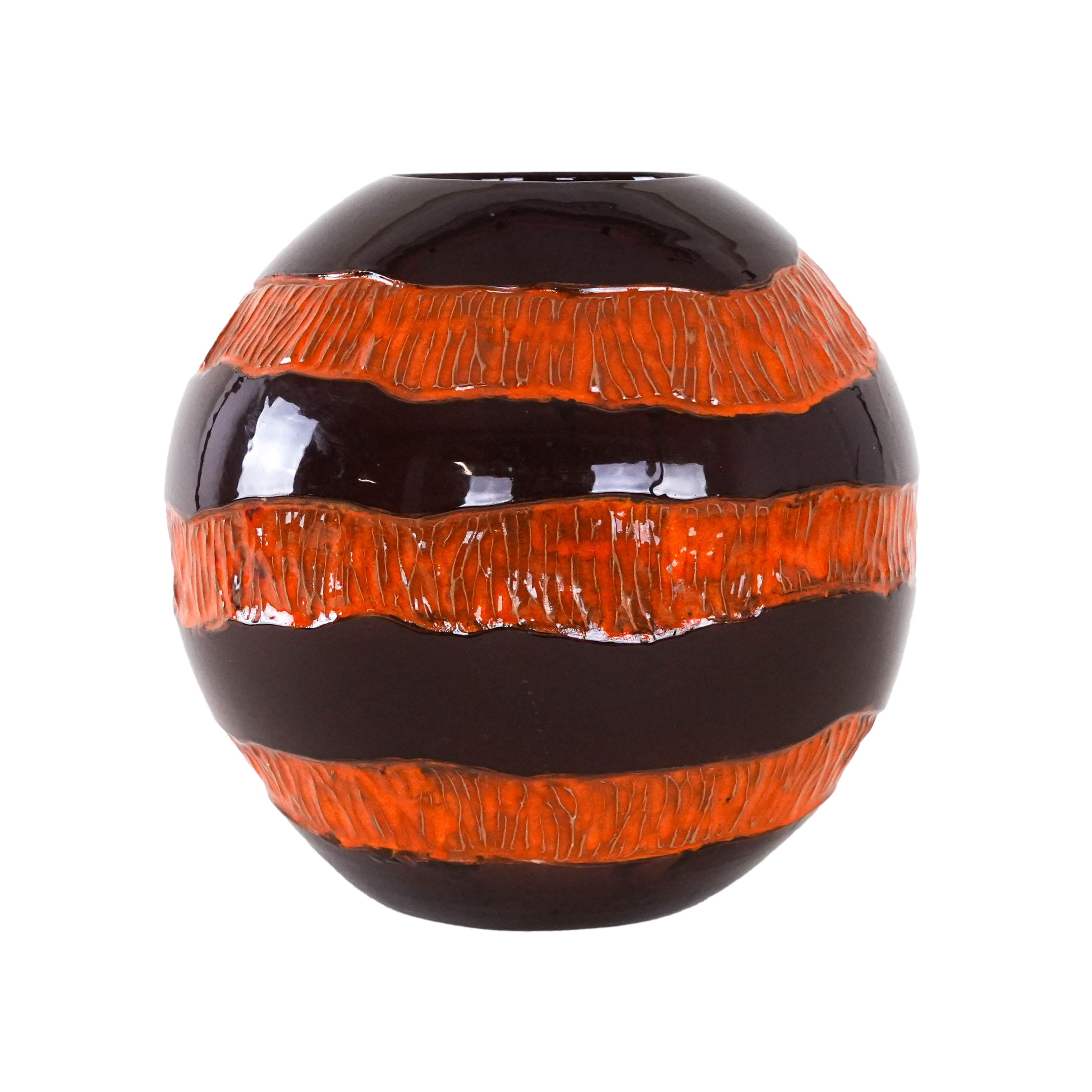 Ceramic Vase Black Red 1960s