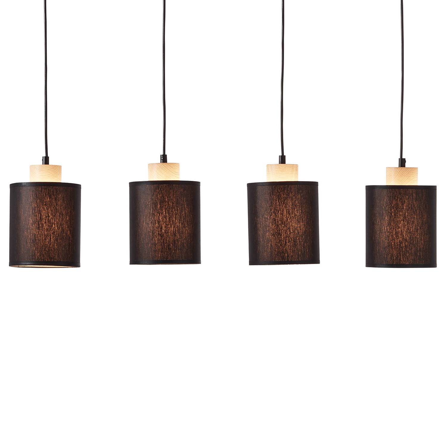 4-flame pendant lamp Vonnie Mixed fabric Steel Black