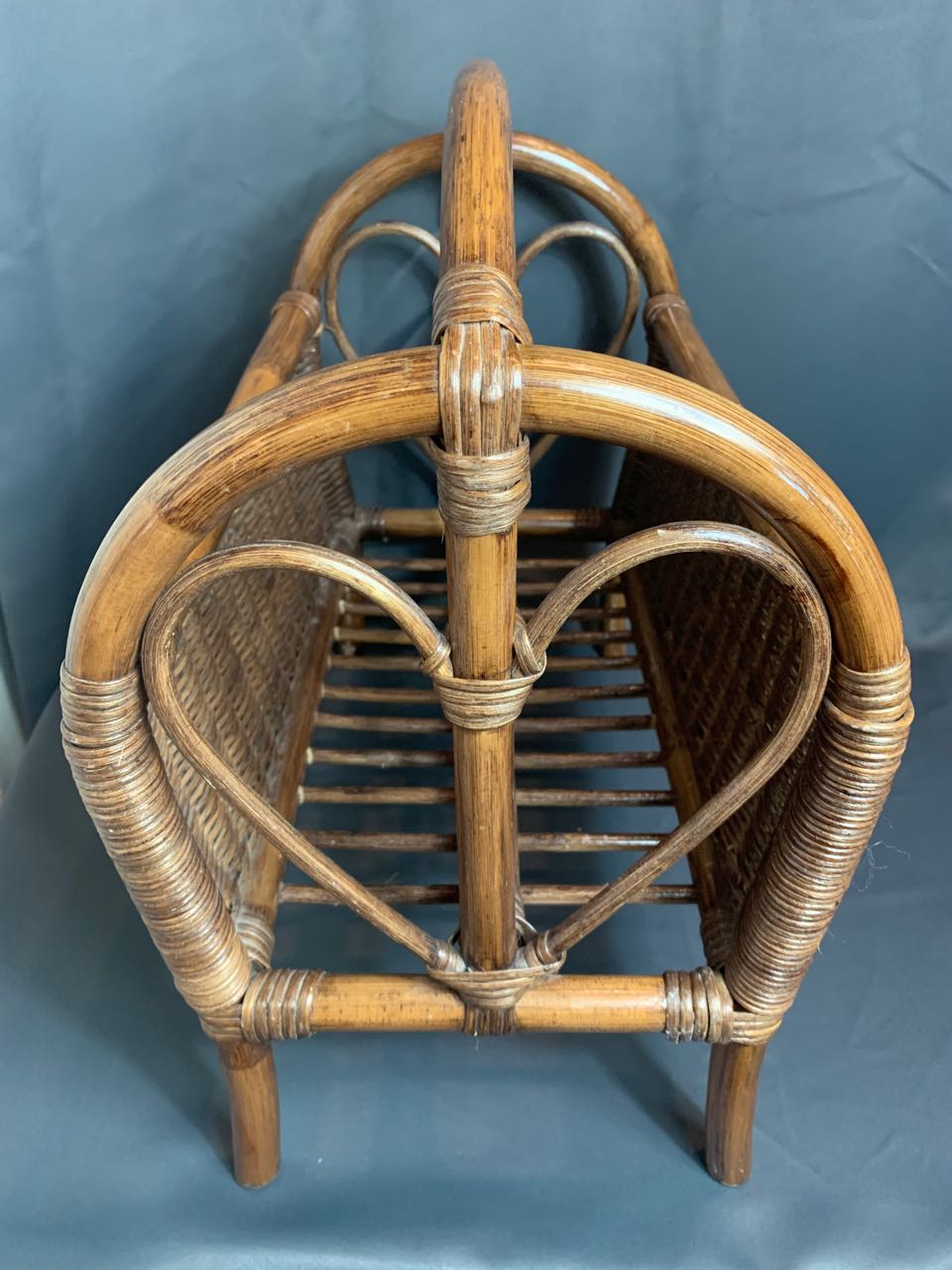 Vintage Zeitungsständer Rattan Braun