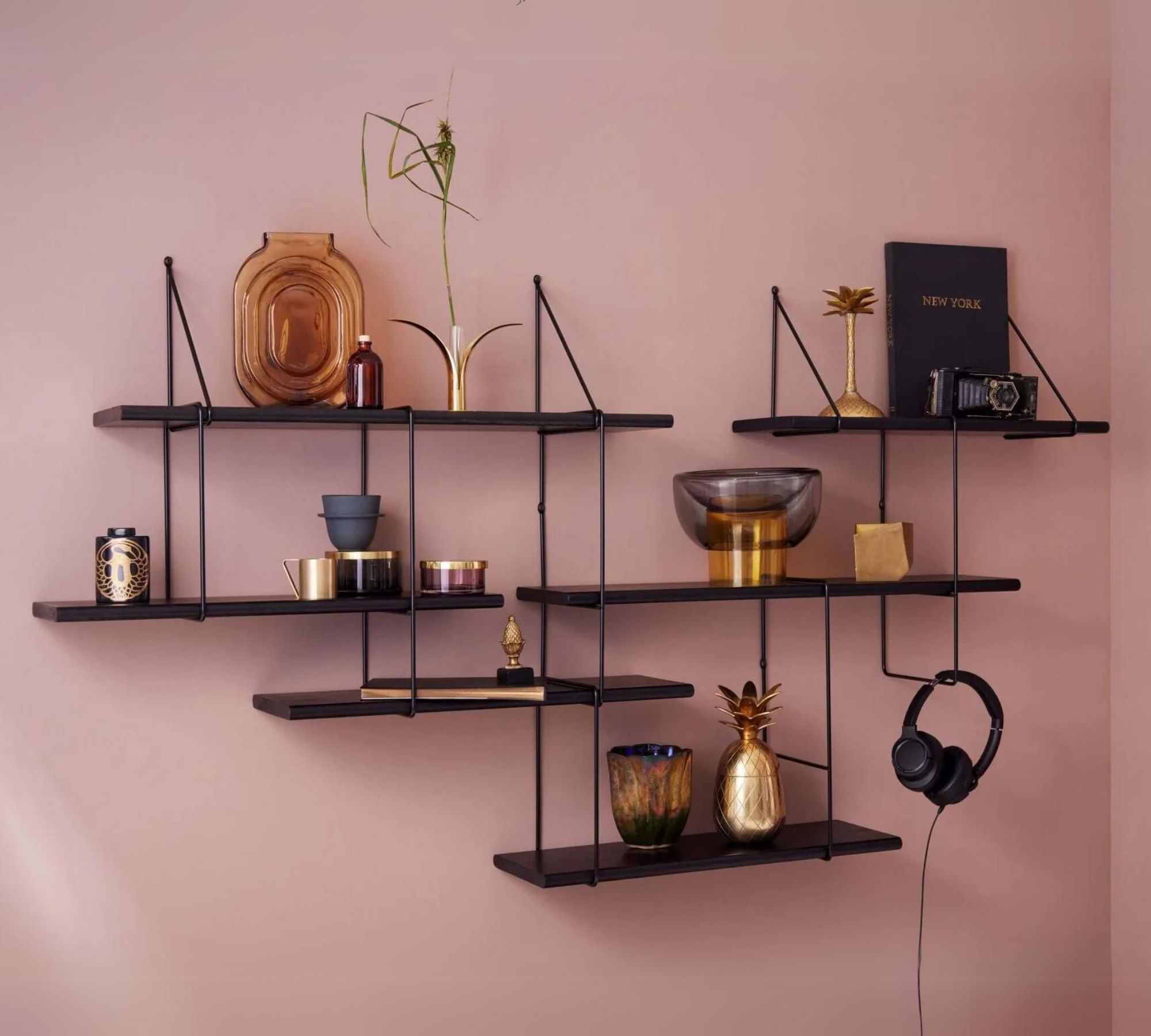 Shrink Shelf Beech Wood Steel Black