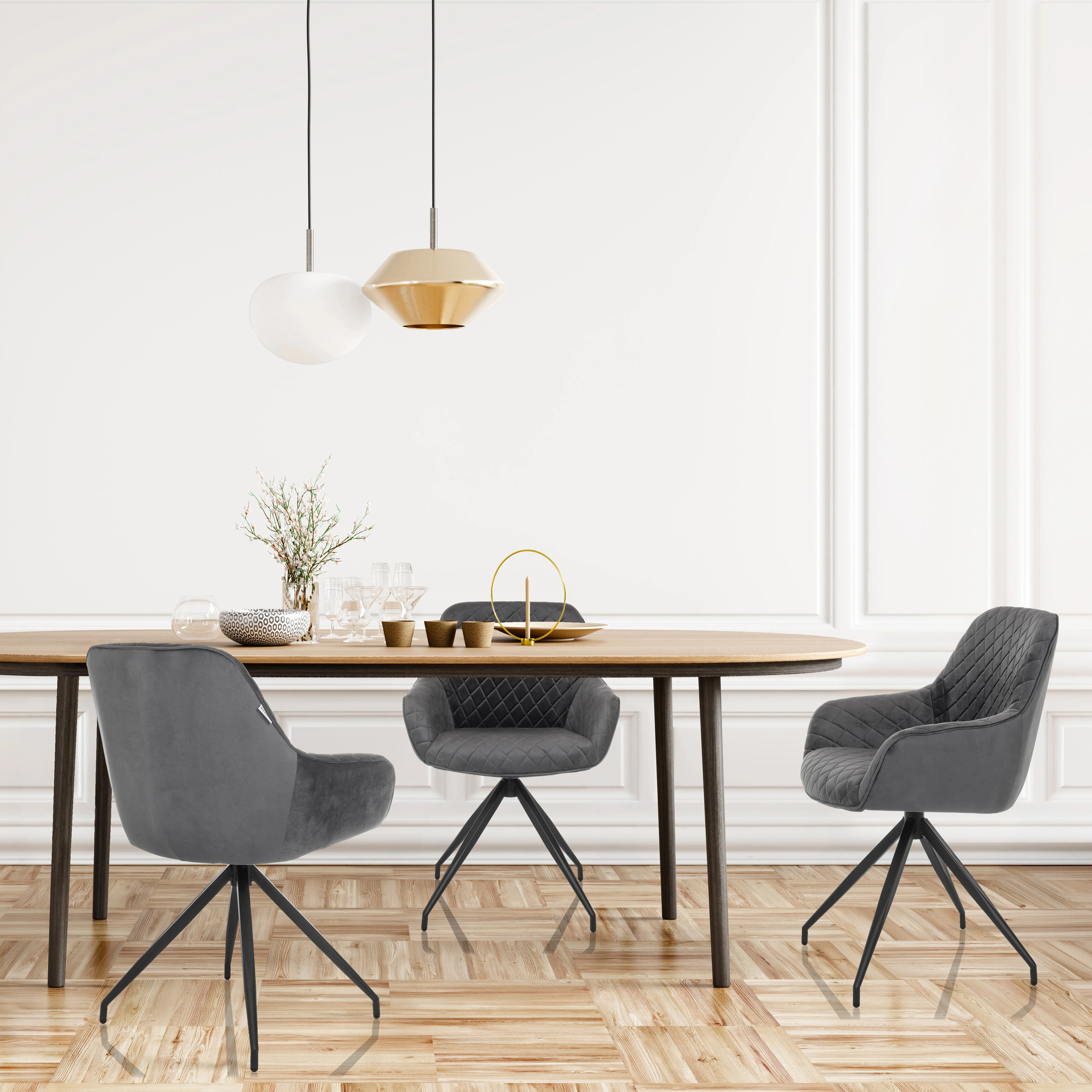 ELVERUM Dining Chair Velvet Grey