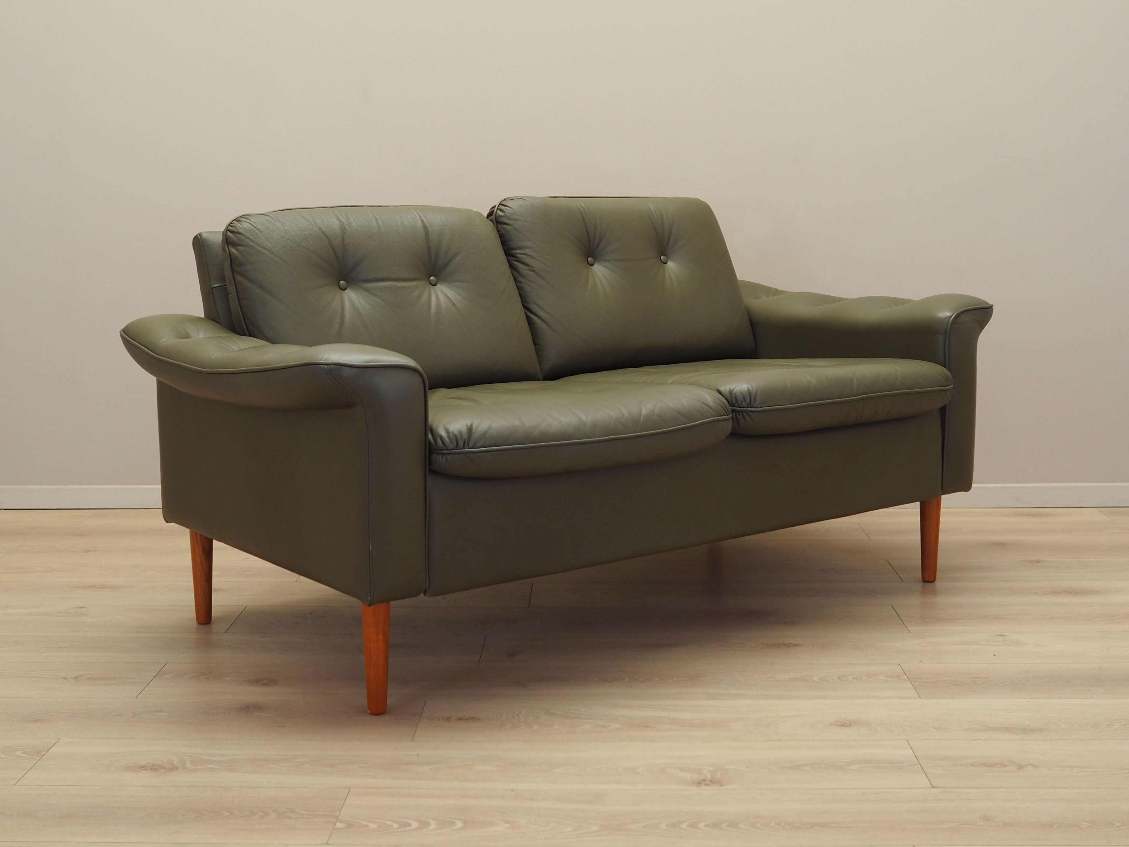 Sofa Leder Grün 1970er Jahre