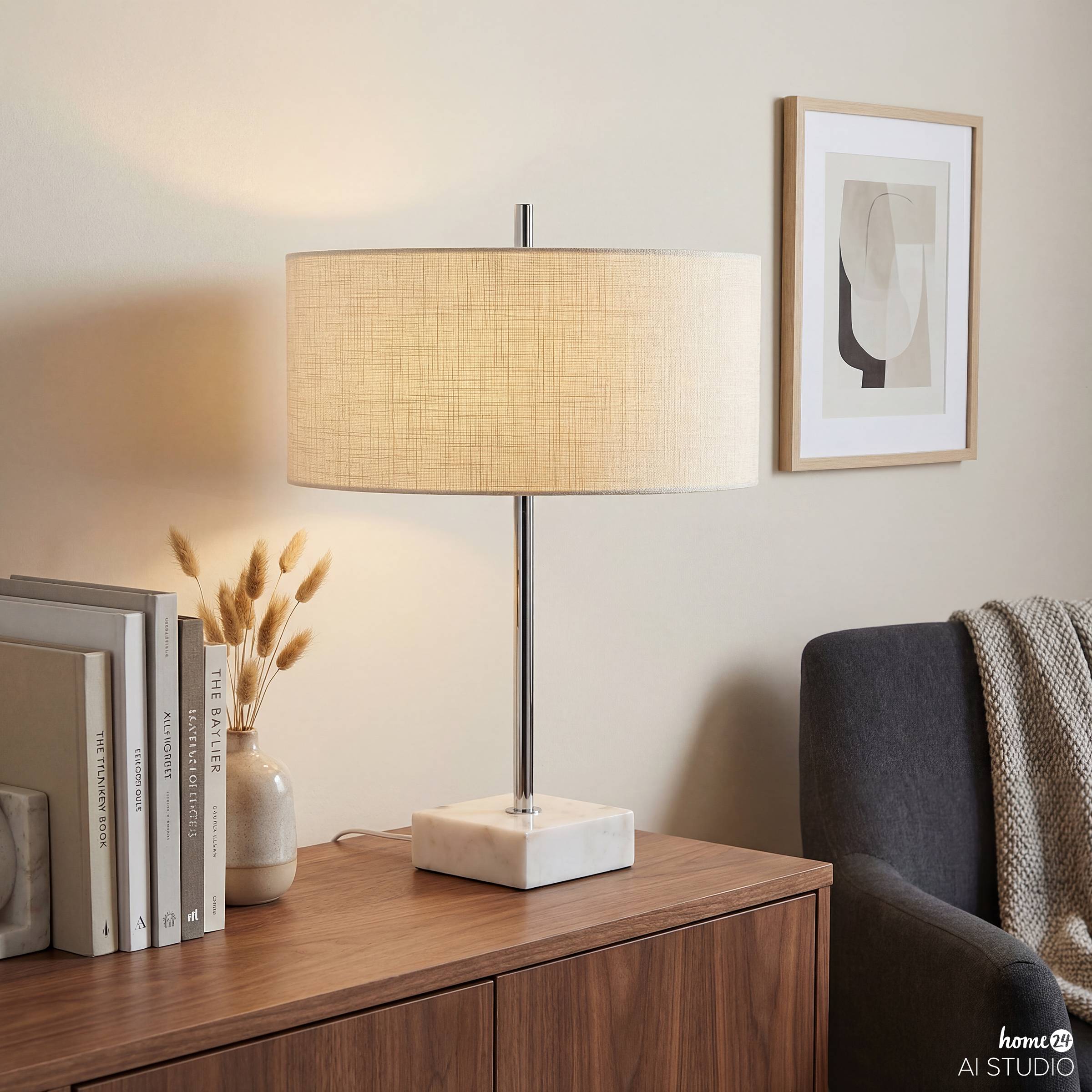 Table lamp Tivio 1-light linen marble