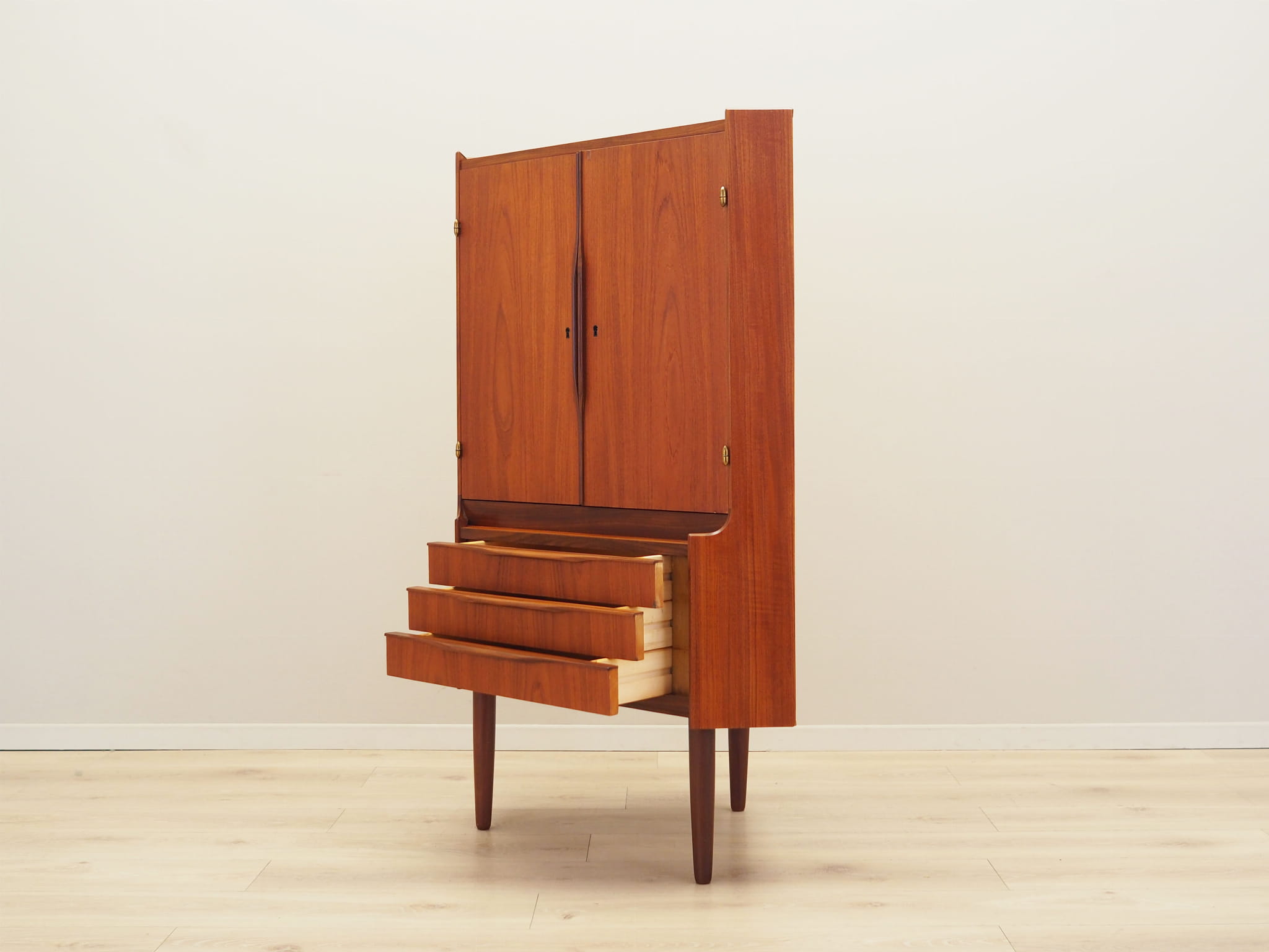 Vintage corner cabinet teak brown 1970s