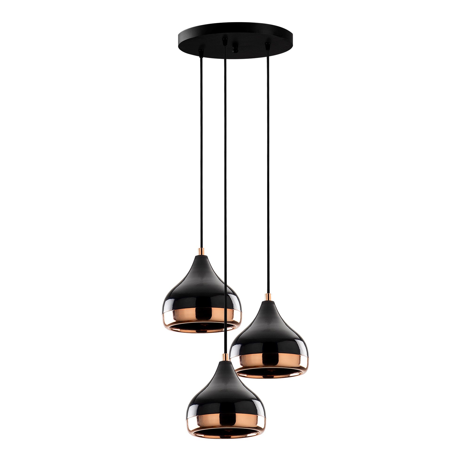 Pendant lamp 3 elements Metal Black Copper