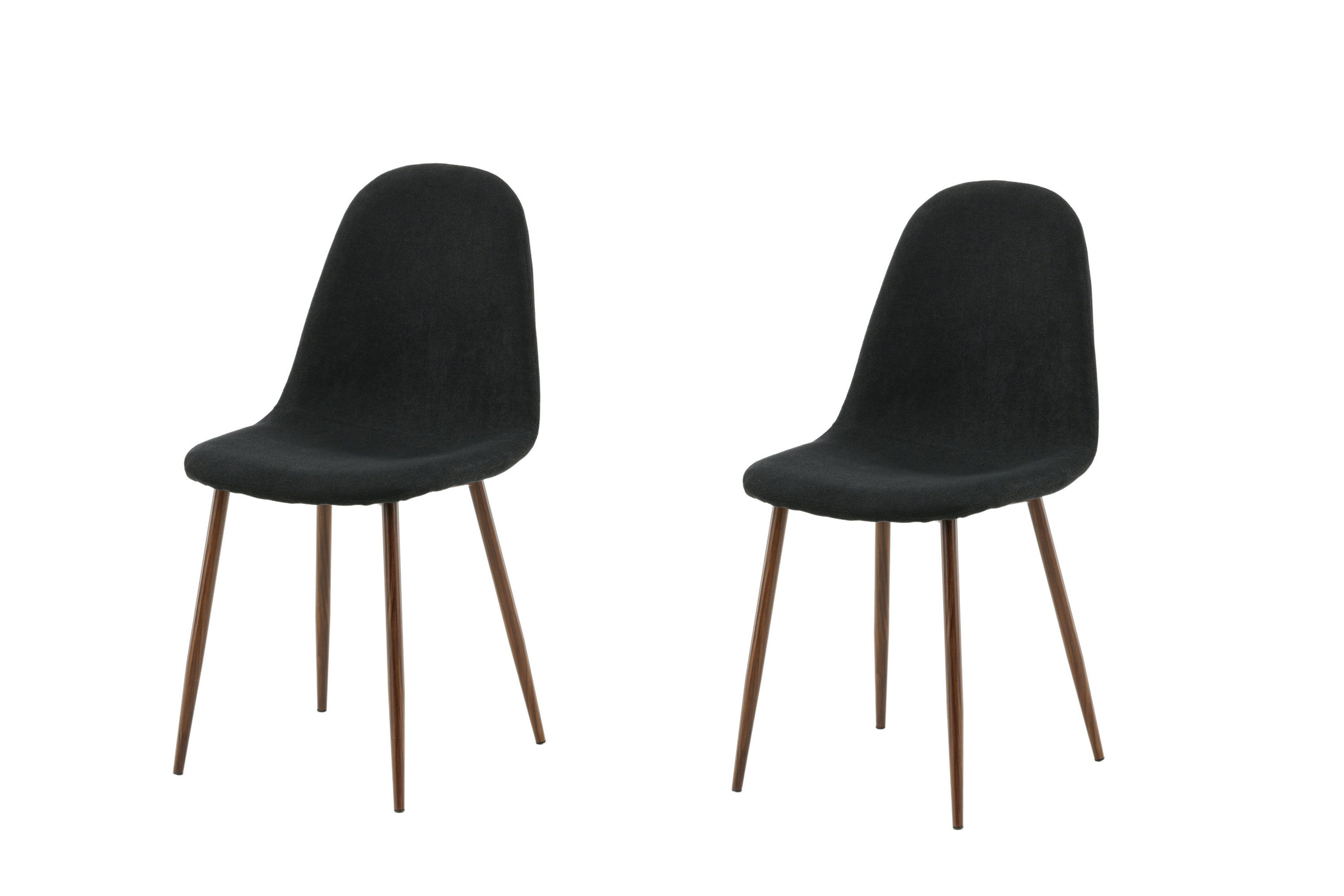 2x Polar Esszimmerstuhl-Set Nussbaumbeine Stoff Schwarz