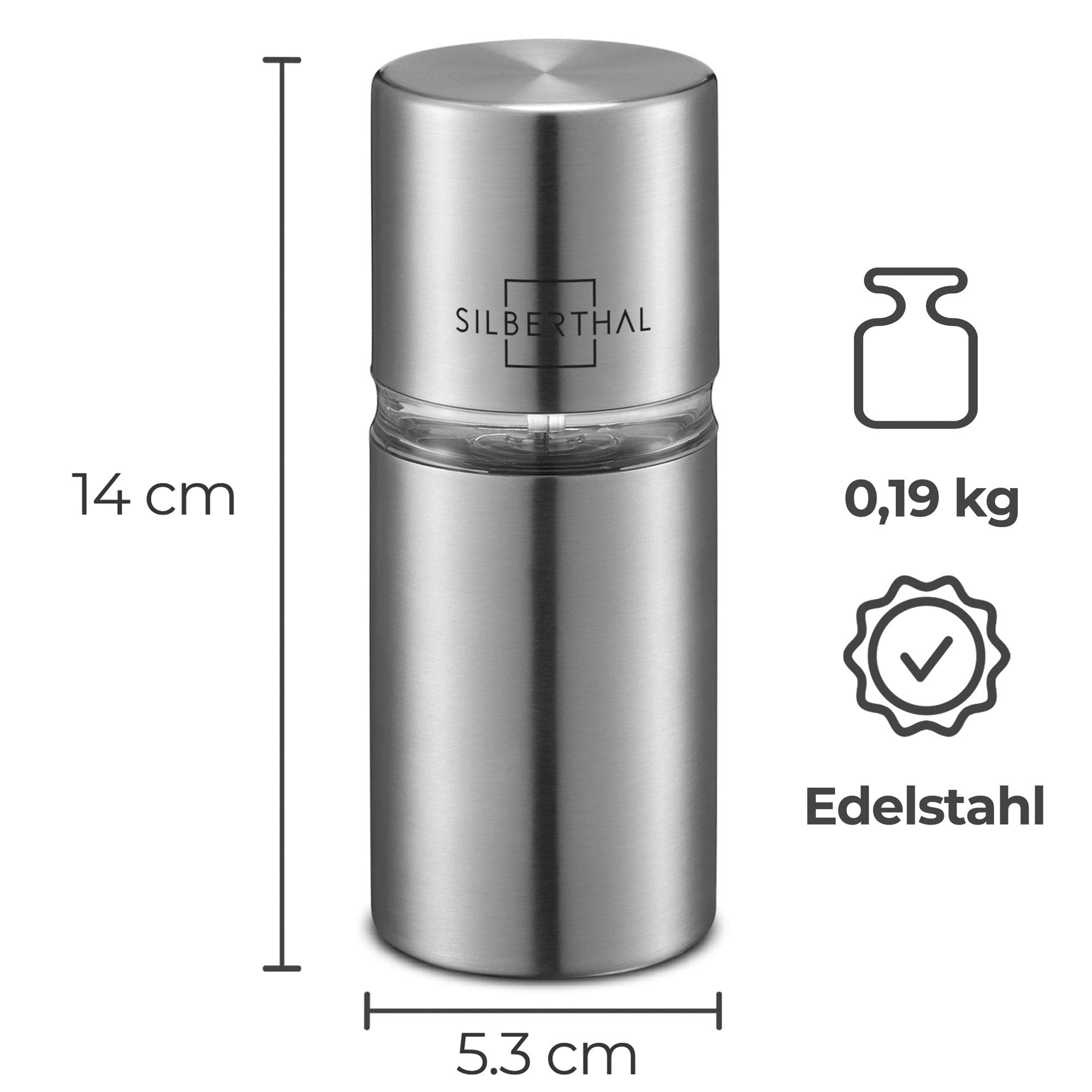 Muskatmühle Edelstahl Silber