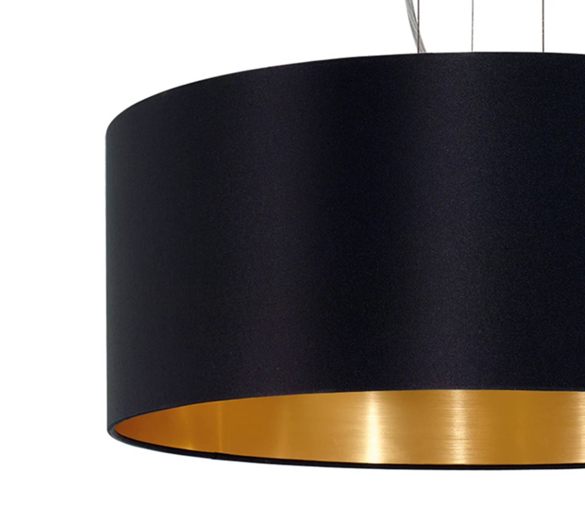 Pendelleuchte Webstoff Schwarz Gold