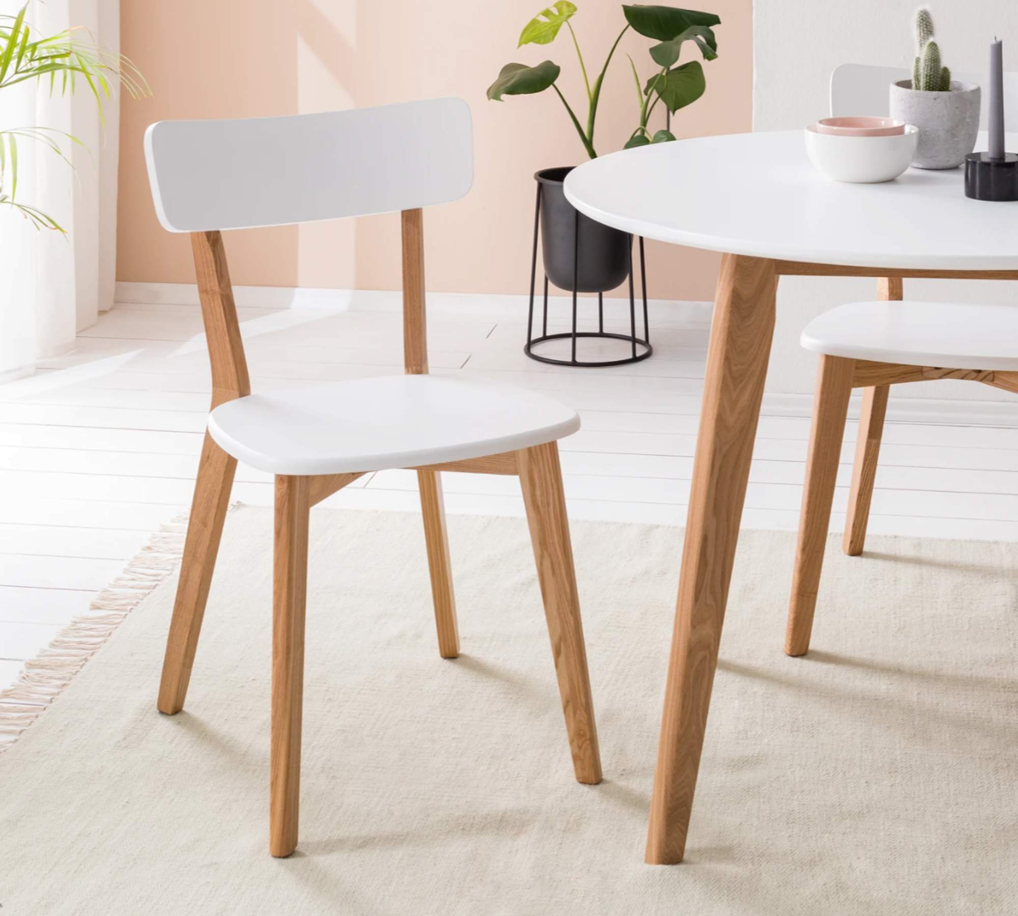 2x Dining chair Ash wood White Ash