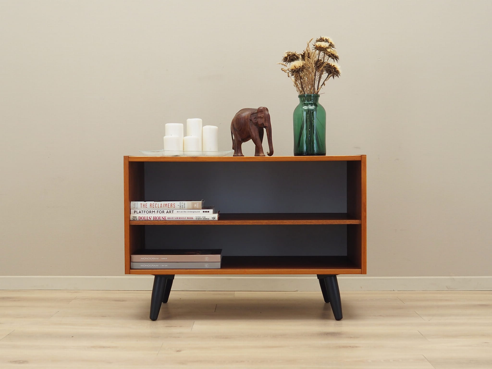 Vintage Bücherregal Teakholz Braun 1970er Jahre