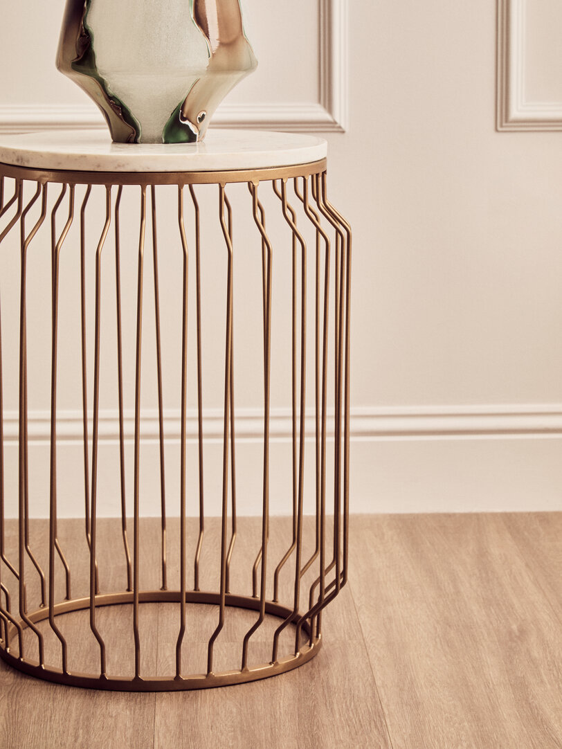 Shalimar Side Table Marble Gold White